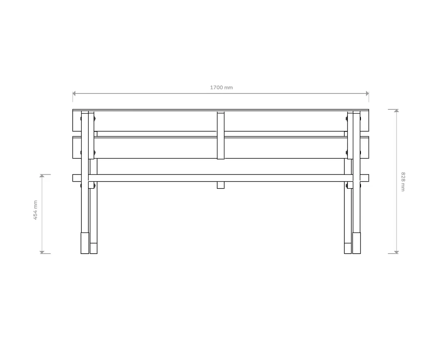 Jämäkkä kalusteryhmä 1700, tumman harmaa, 170x170x74cm - 3