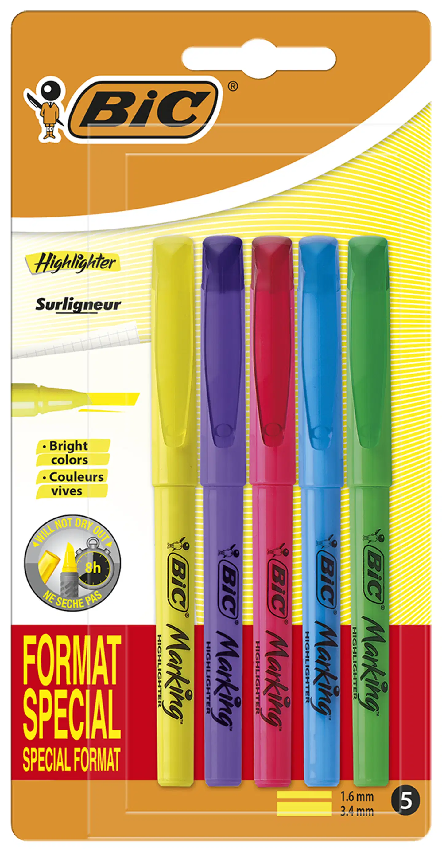 BIC Highlighter värilajitelma 5kpl, erilaisia - 2