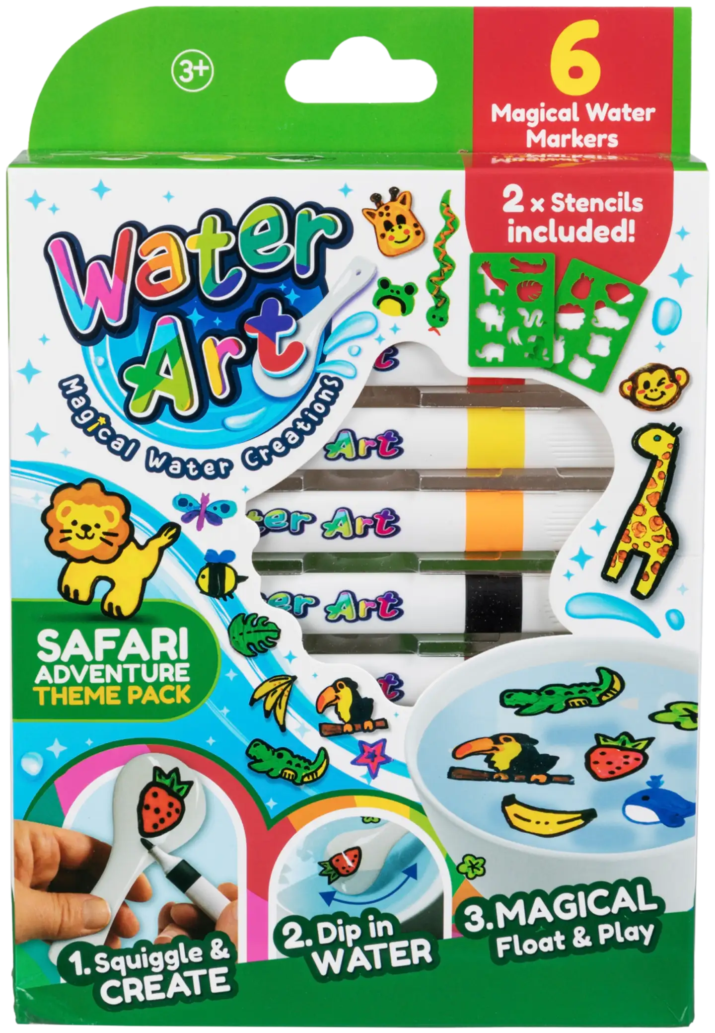 Water Art askartelusetti 6 tussia safari - 1
