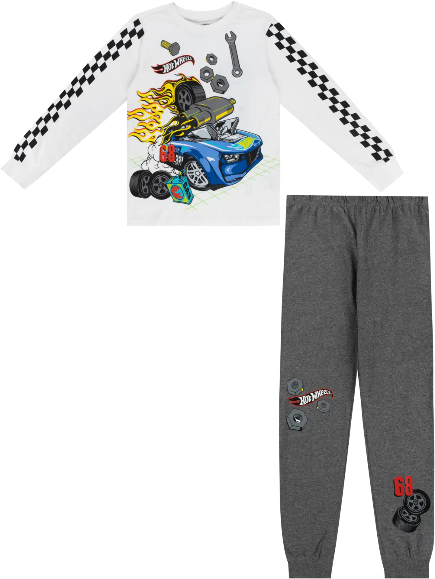 Hot Wheels lasten pyjama A6-0657 - WHITE - 1