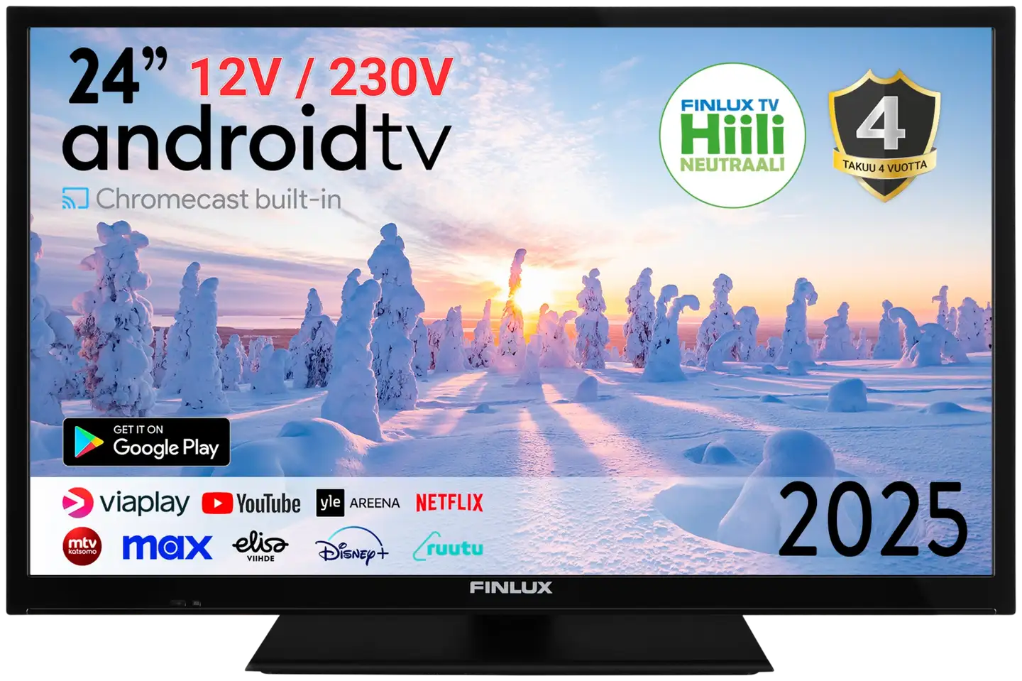 Finlux 24" HD Ready Android Smart LED TV 12V sekä 230V käyttöjännitteellä 24M7.2ACI-12 - 1