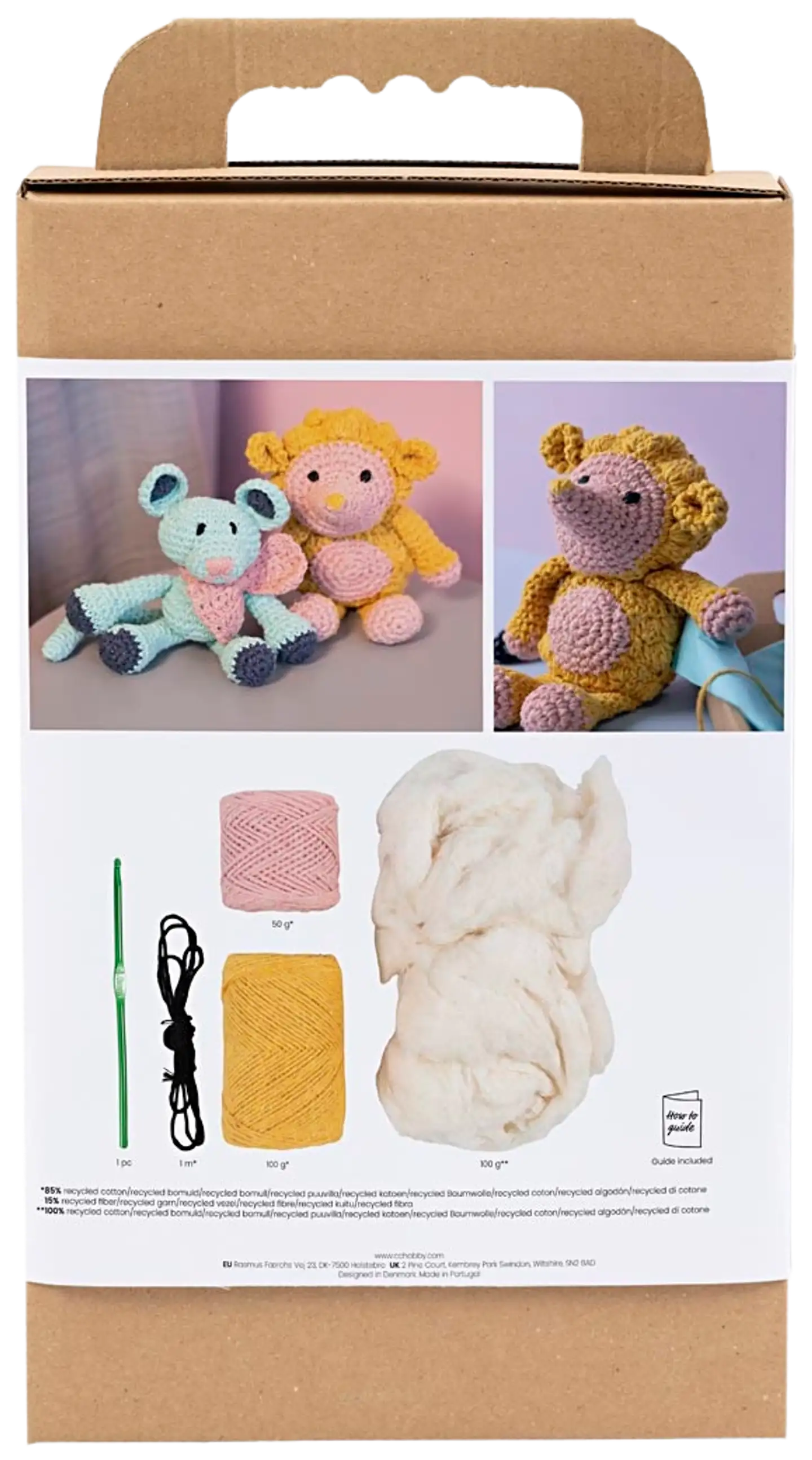 Amigurumi Askartelusetti, Siili, vaaleanrosa, lämmin keltainen, 1pkk/ 1 pkt - 2