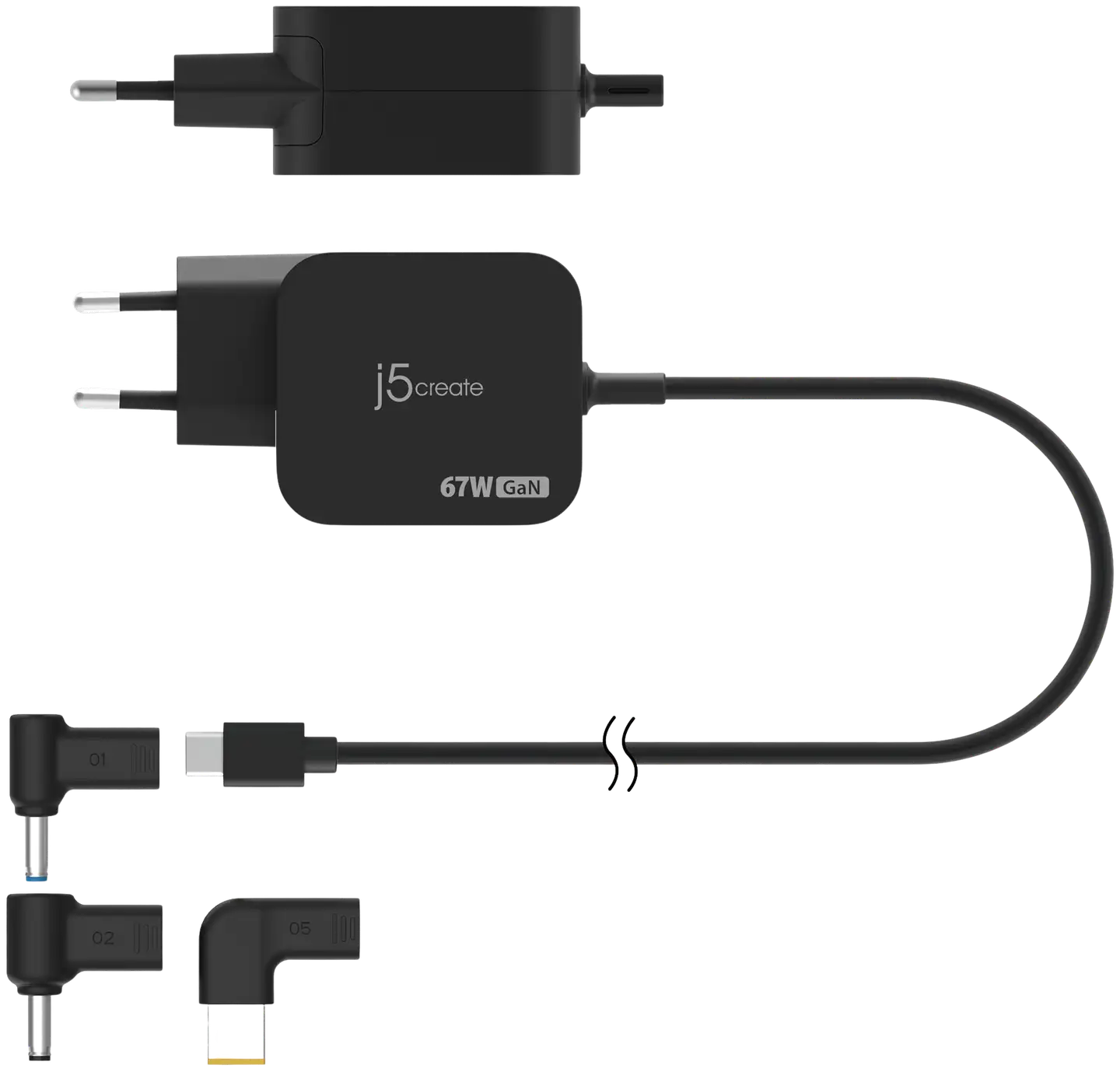 j5create USB-C 67w GAN tietokoneen laturi vaihtopäillä - 2