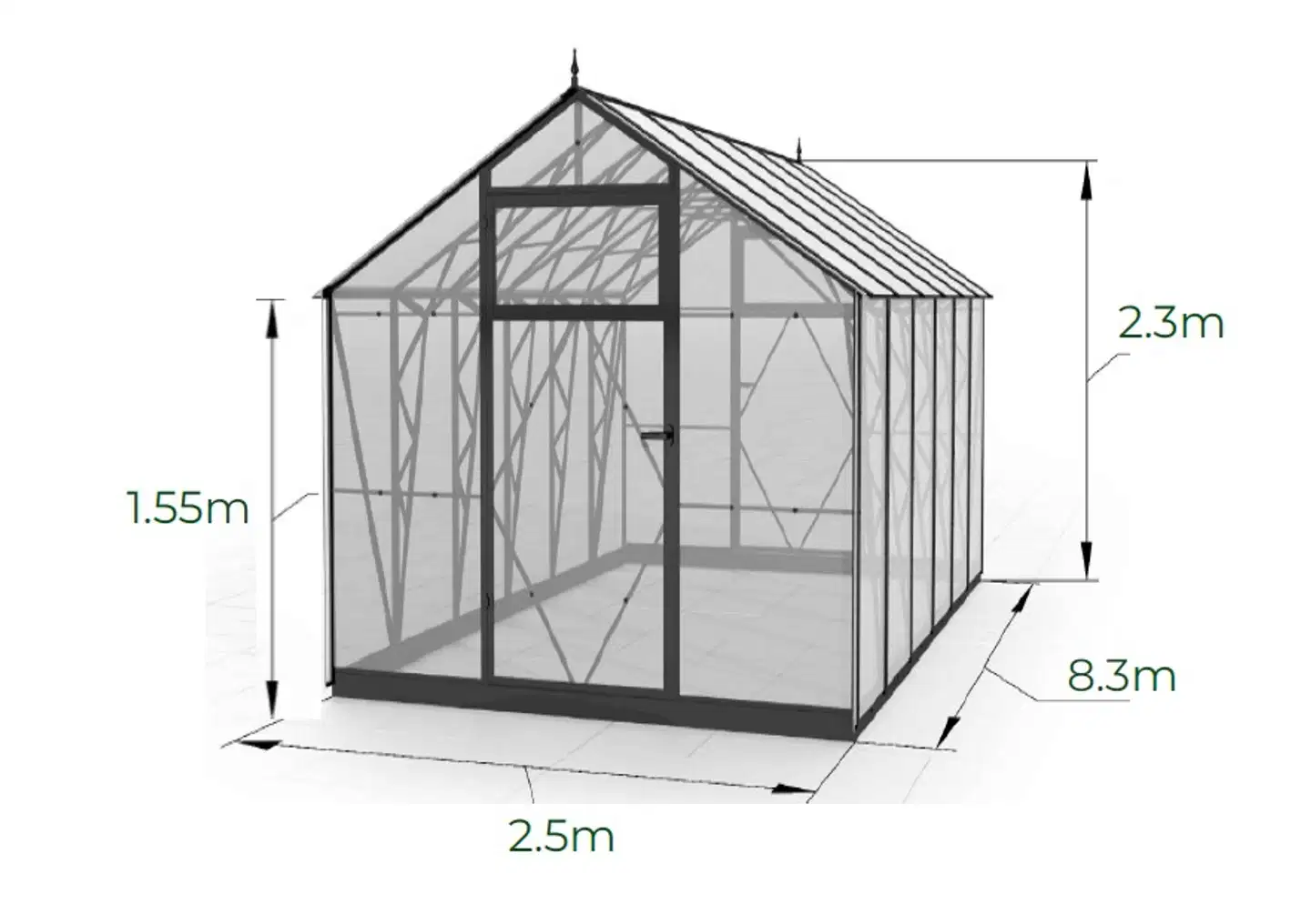 Ecoslider kasvihuone Lux 2.5 X 8.3 - 4