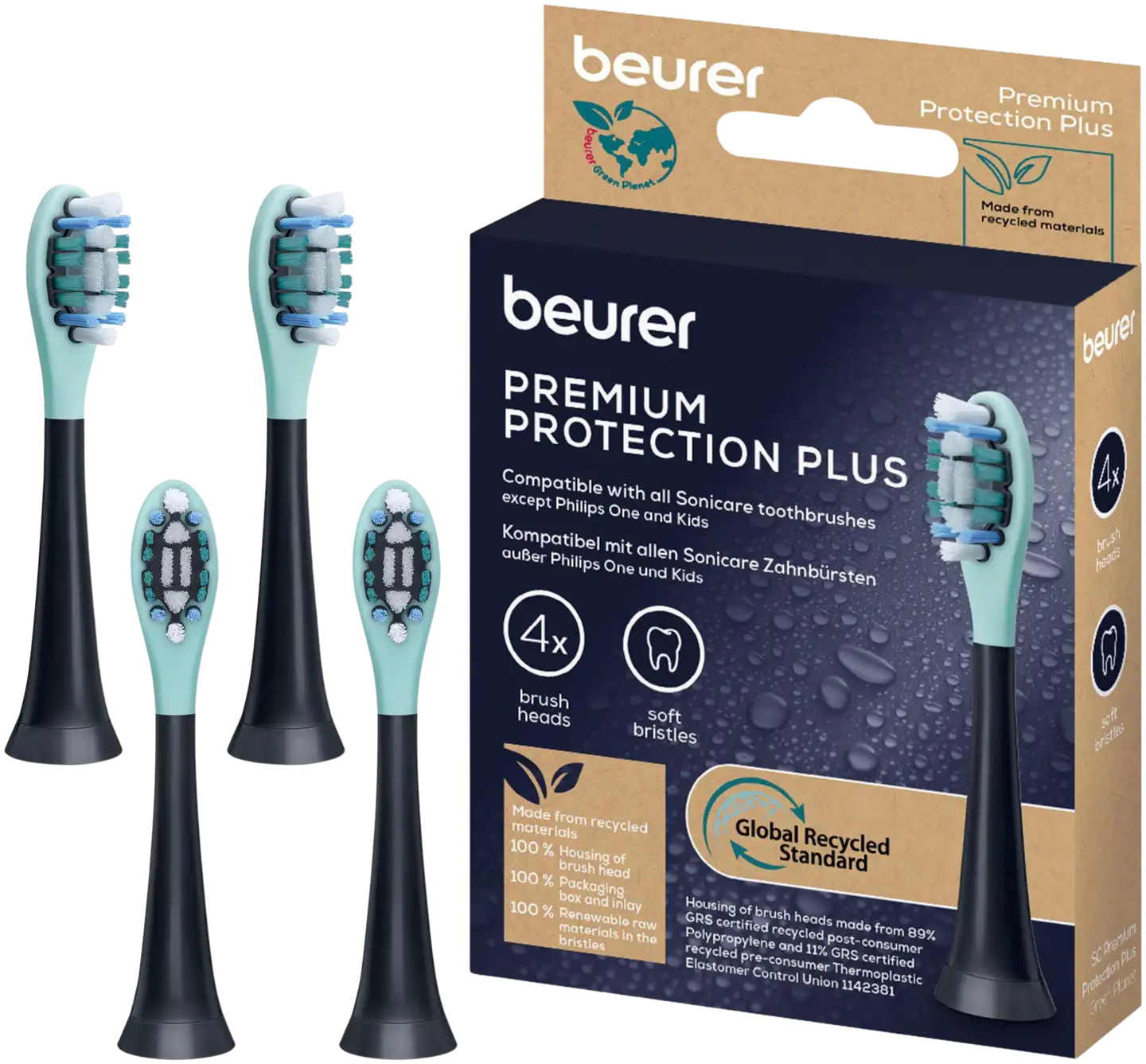 Beurer SC 4 kpl Protection Plus vaihtoharjoja sonic-sähköhammasharjaan - 4