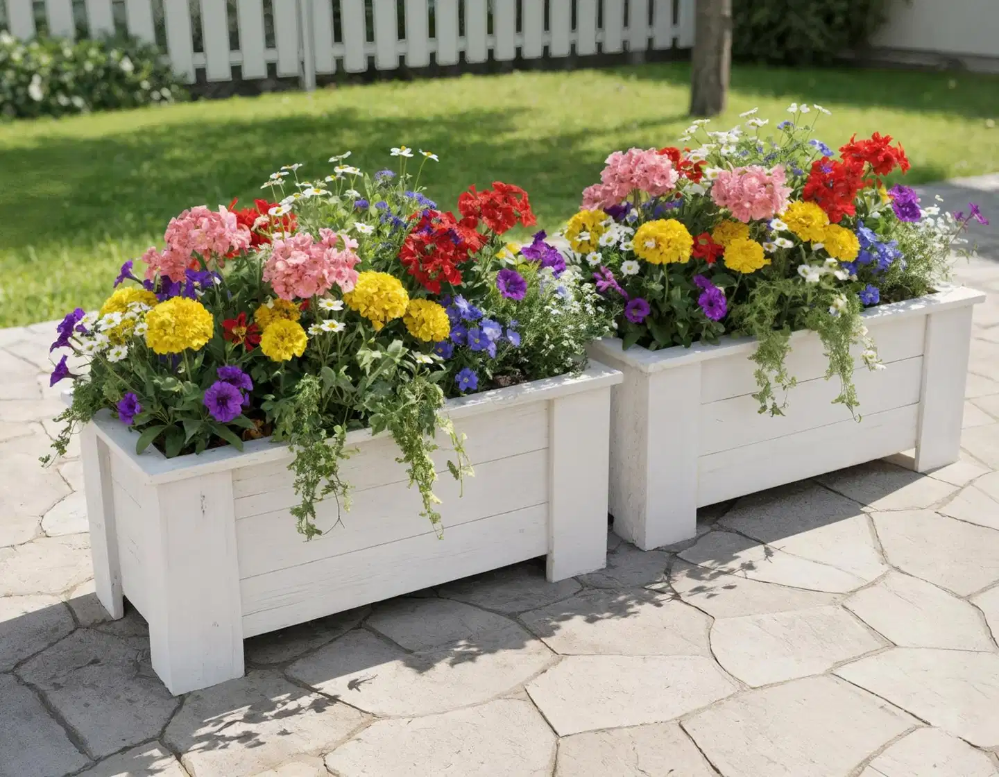 Kukkalaatikko suorakaide, valkoinen, 35x80x41cm - 4