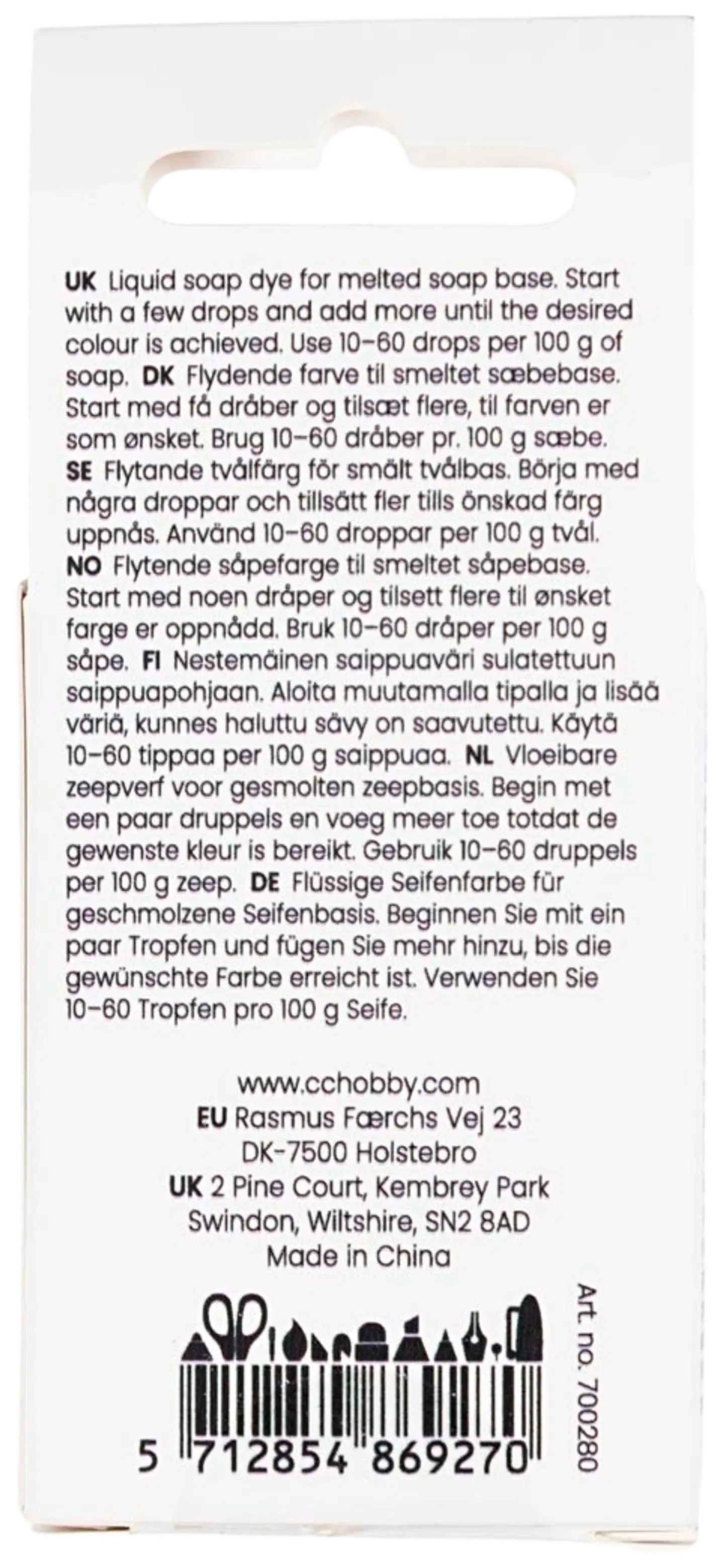 Creativ Company saippuaväri, kerma, keltainen, 10 ml - 3