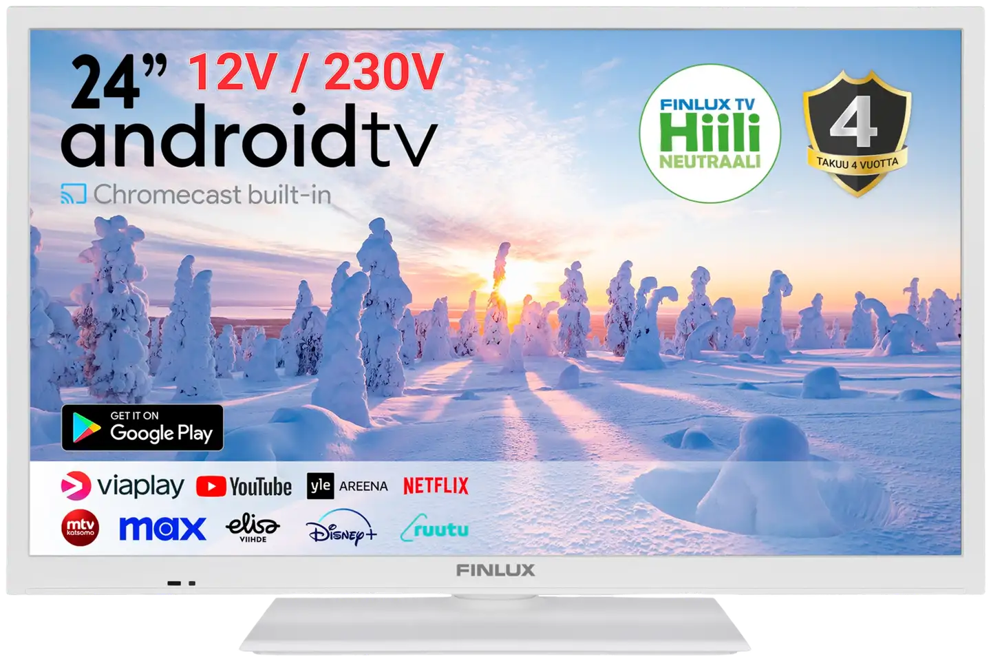 Finlux 24" HD Ready Android Smart LED TV 12V sekä 230V käyttöjännitteellä 24M7.2WCI-12 valkoinen - 3