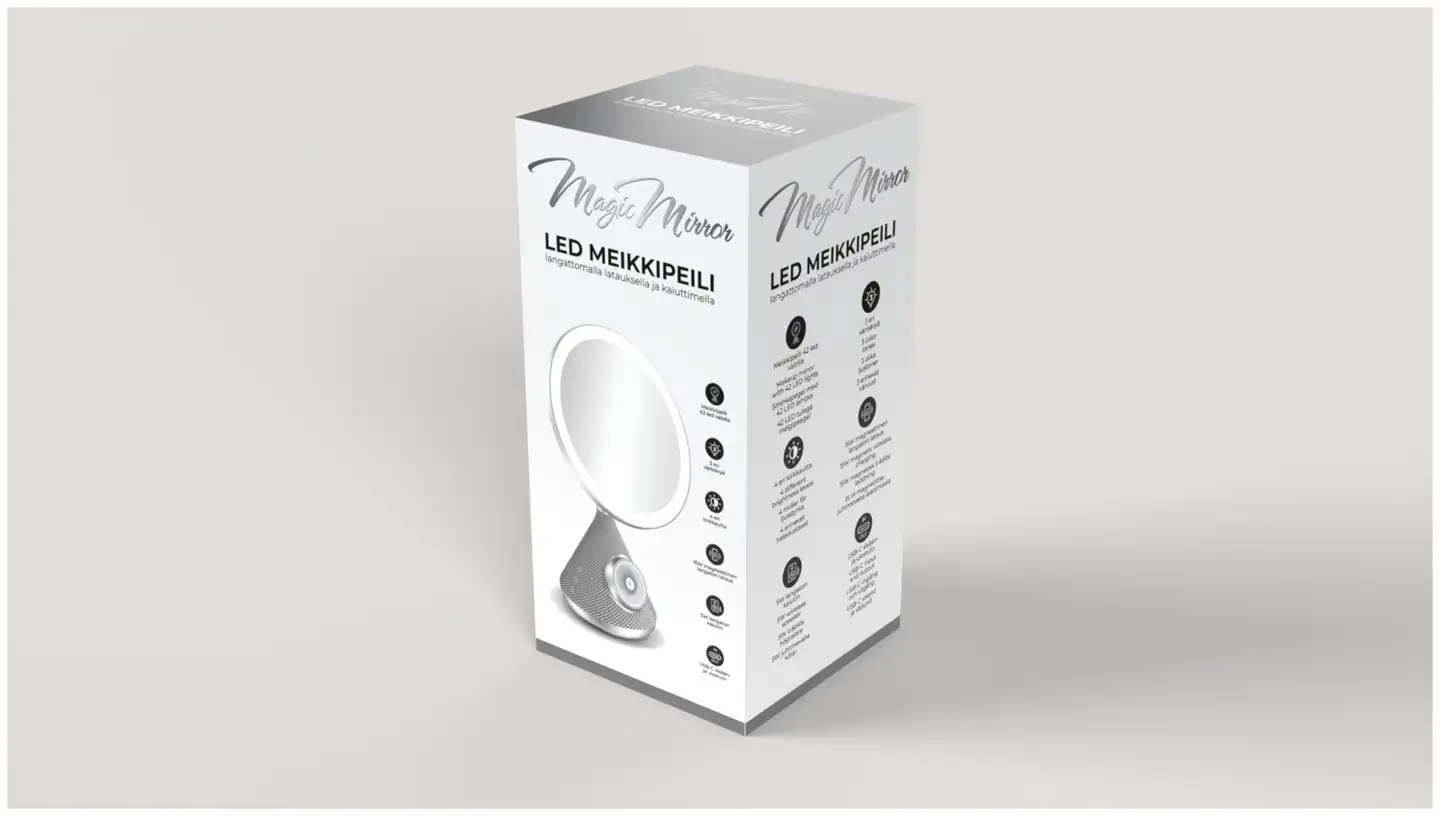 Waltter Magic Mirror LED meikkipeili langattomalla latauksella ja kaiuttimella hopea - 2