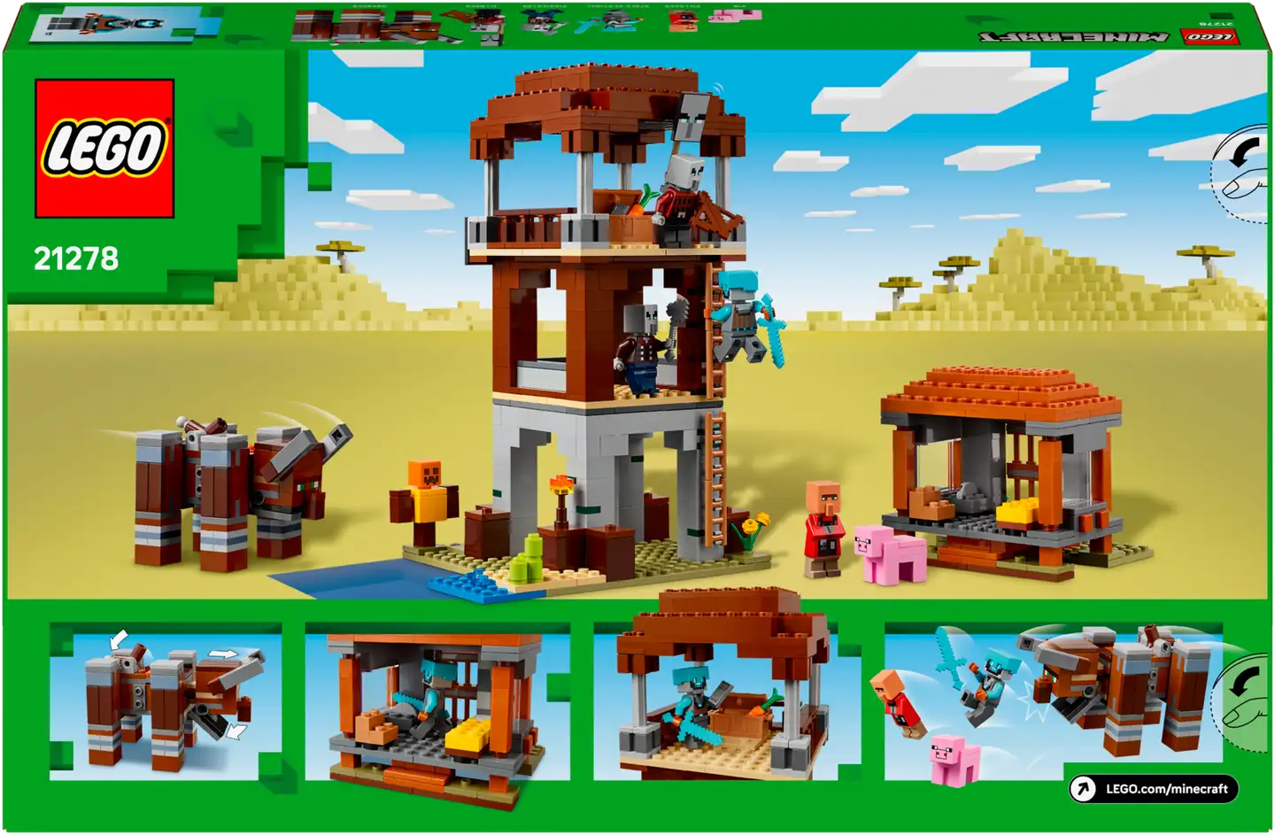 LEGO® Minecraft 21278 Ryöstelijöiden etuvartioasema ja Tuhokylvyri - 3
