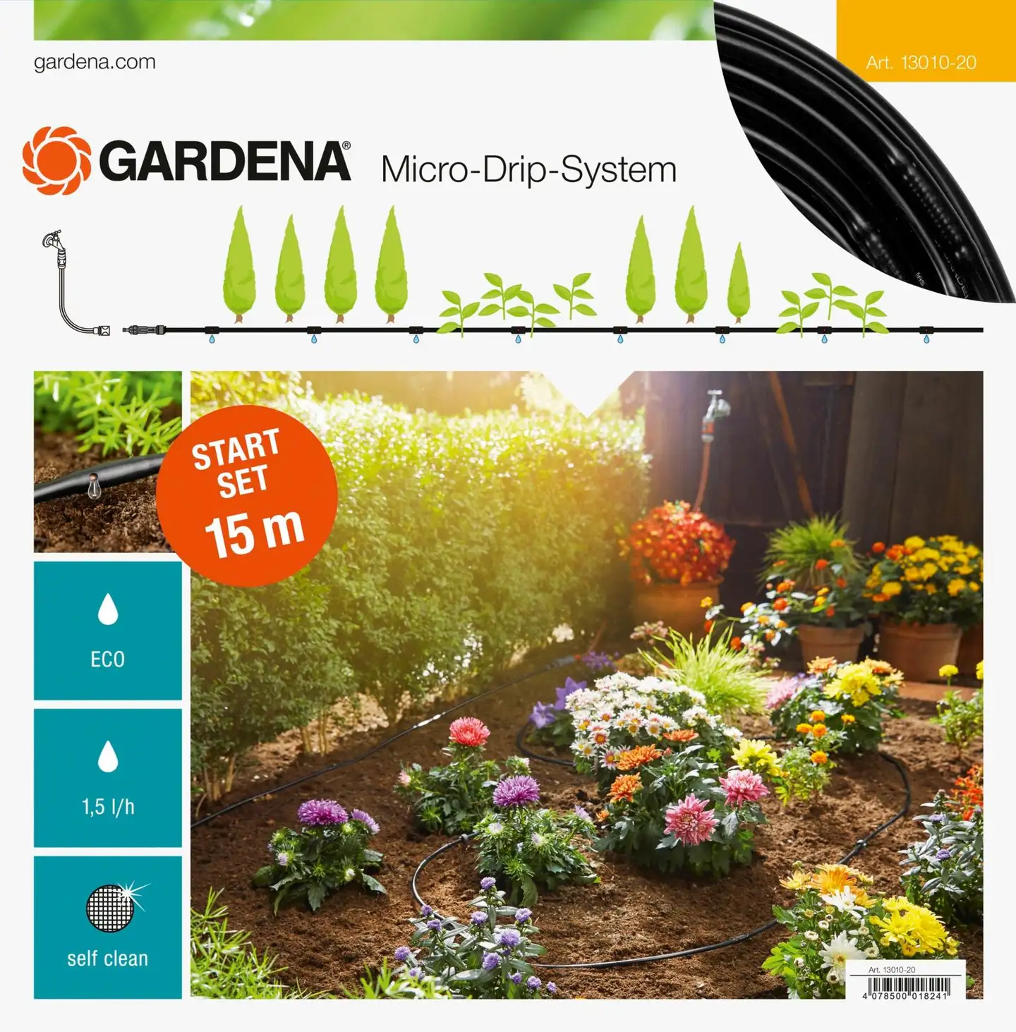 Gardena Micro-Drip-kastelusarja S kasviriveille 4,6 mm, 15 m - 1