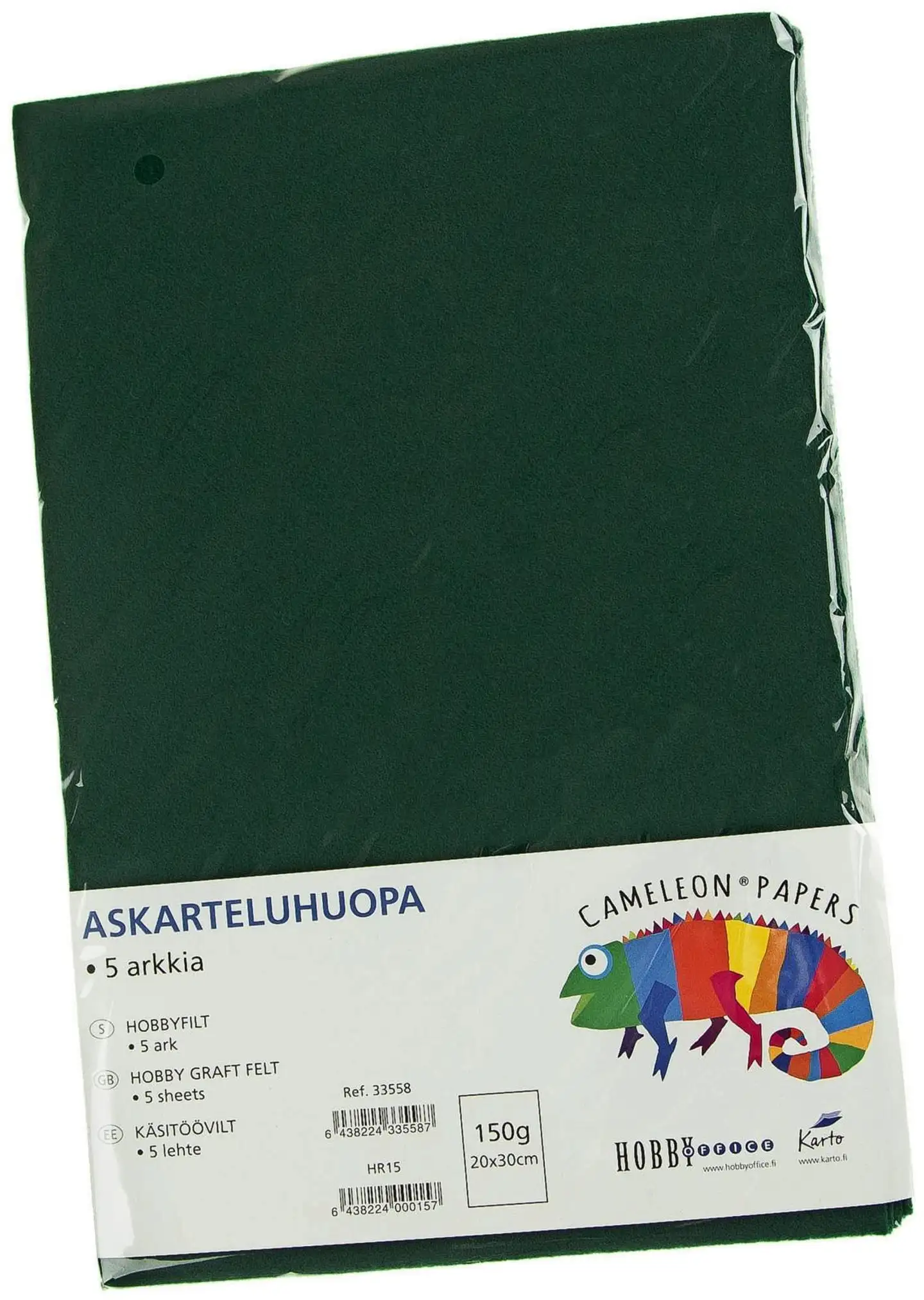 Karto askarteluhuopa tummanvihreä 20x30cm 5ark/pss