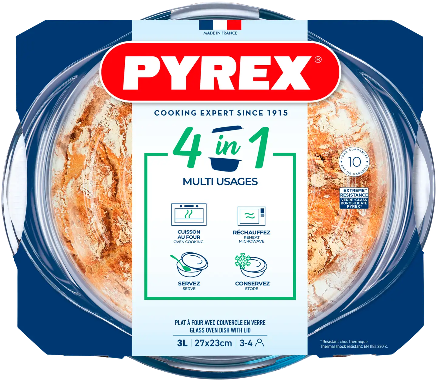 Pyrex lasipata 2,3 l ja kansi 0,7 l - 2