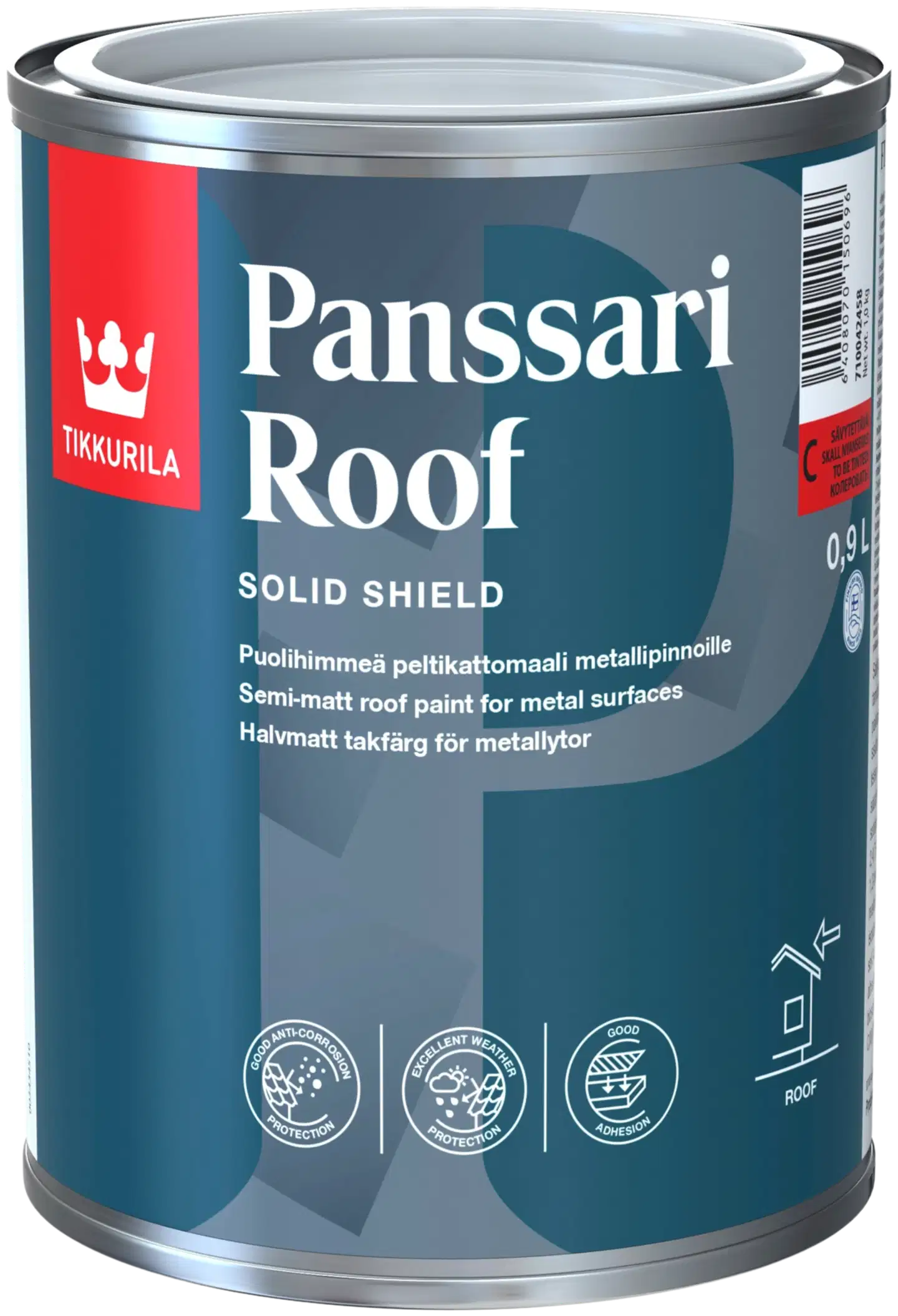 Tikkurila peltikattomaali Panssari Roof 0,9L C sävytettävä puolihimmeä