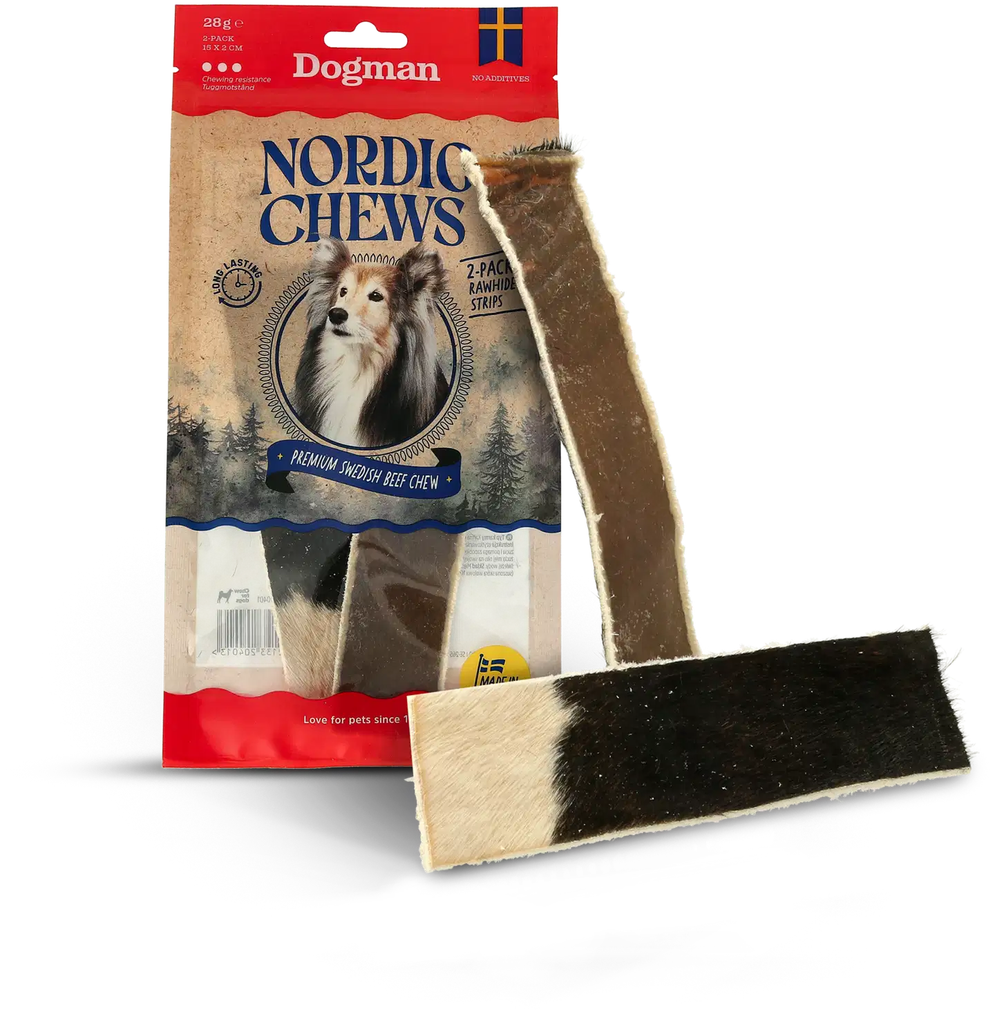 Dogman Nordic  Chews puruluu Strips 15cm 2-pack 28g