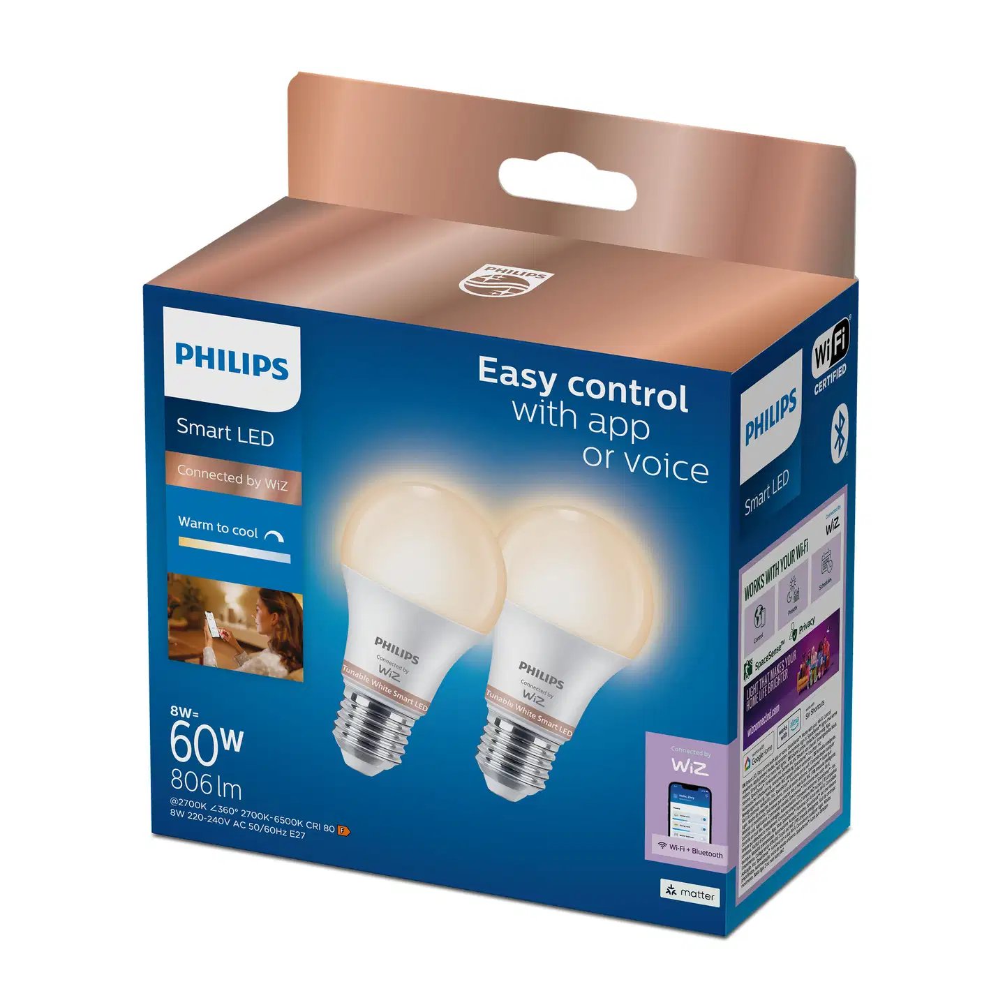 Philips Smart Lighting LED-filamenttilamppu 8W A60 E27 2700-6500K 806lm tunable white 2 kpl - 4