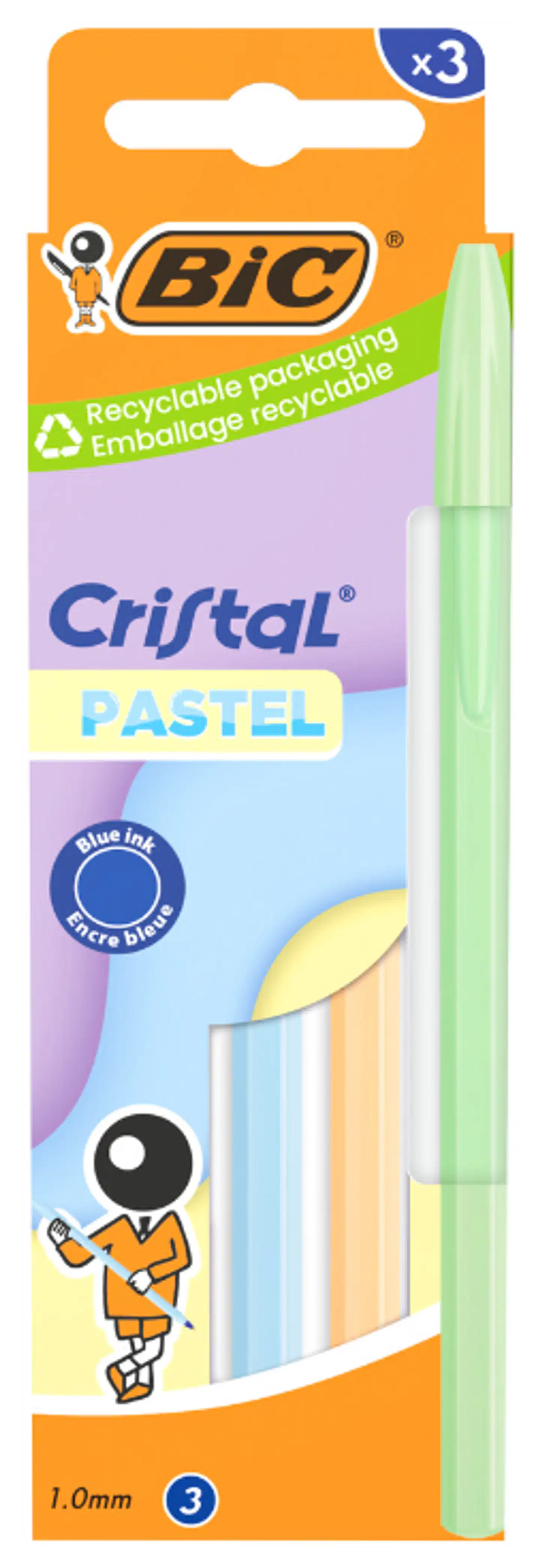 Bic kuulakärkikynät Cristal Pastel 3 pack