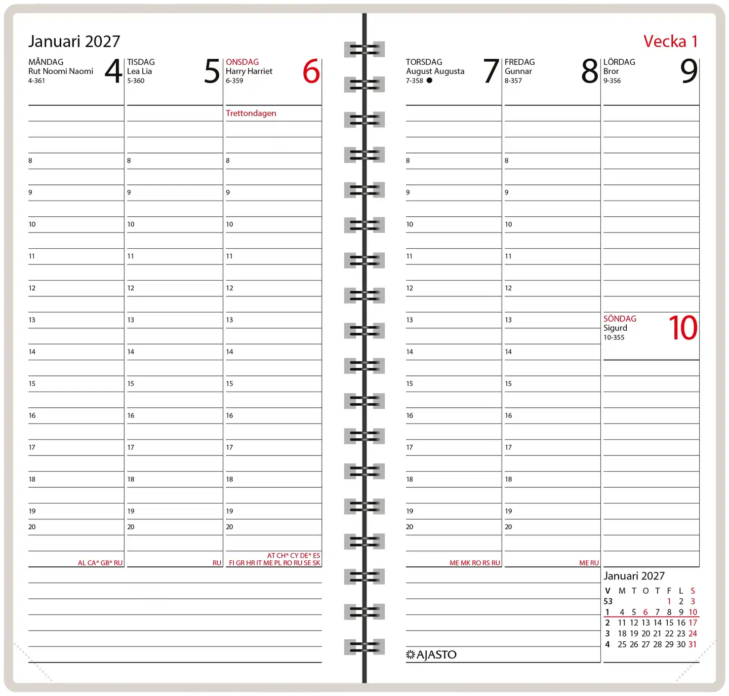 Agenda, svenskspråkig, silver - 2
