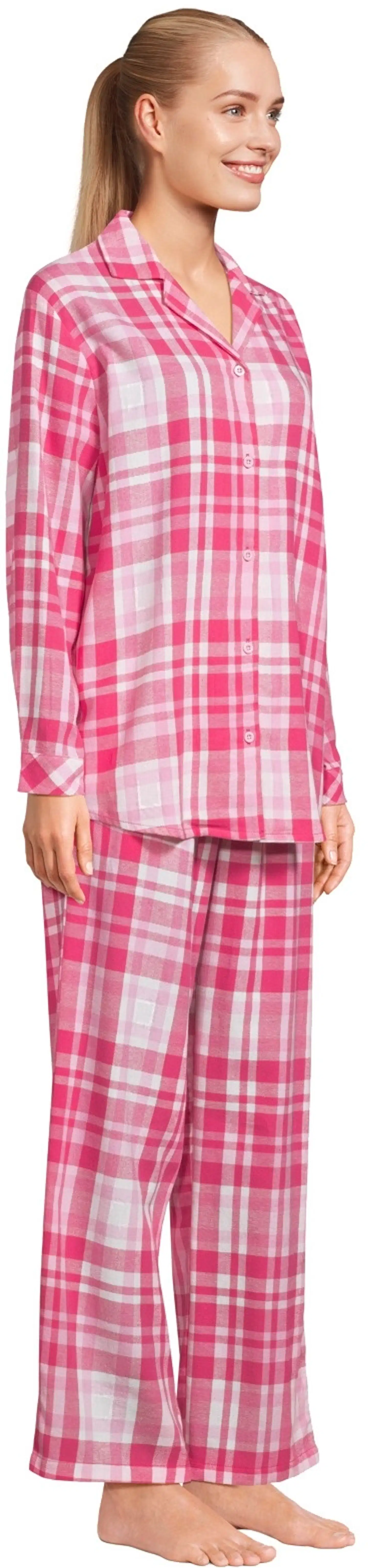 Actuelle naisten flanellipyjama 212A382616 - Pink check - 3