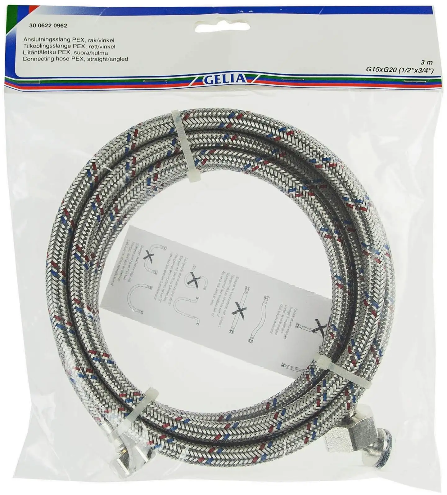 Gelia tulovesiletku soft-pex G15/G20x3000mm DN8 suora/kulma