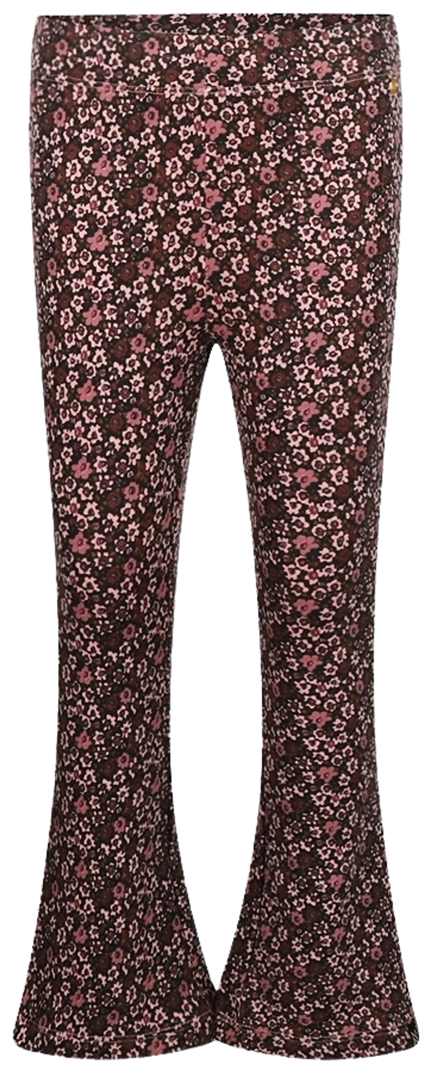 KokoNoko lasten leveälahkeiset kukalliset collegeleggingsit Q52983 - Dusty Pink - 1