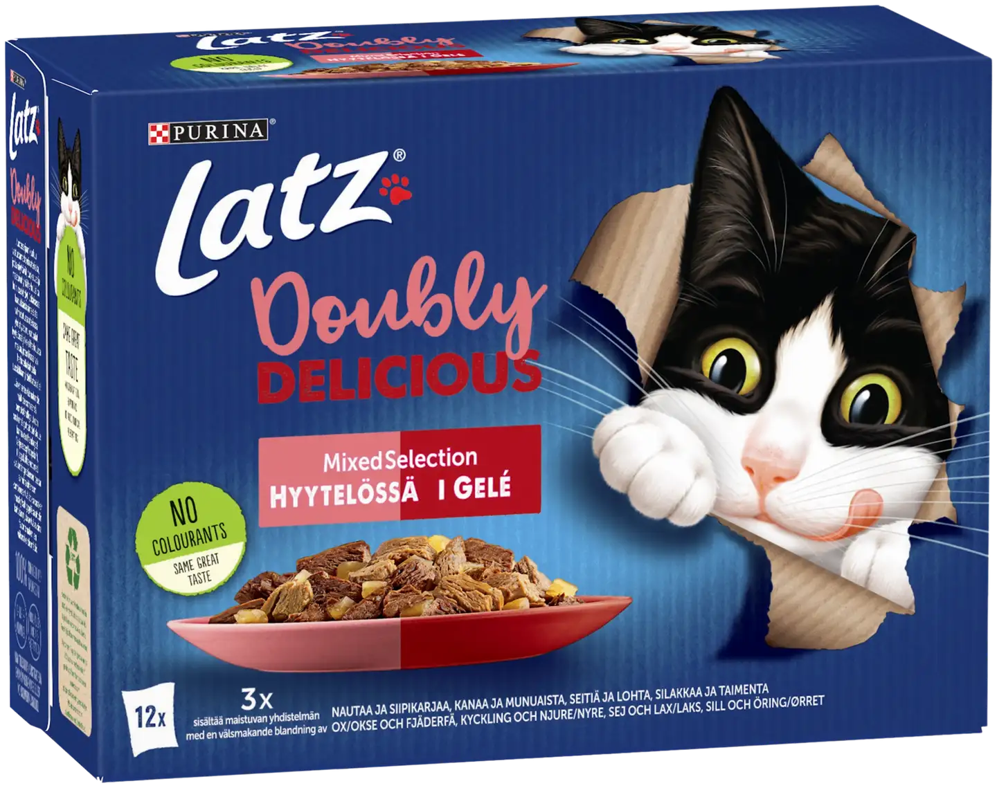 Latz Agail 12x85g Doubly Delicious Mixed lajitelma hyytelössä 4 varianttia kissanruoka