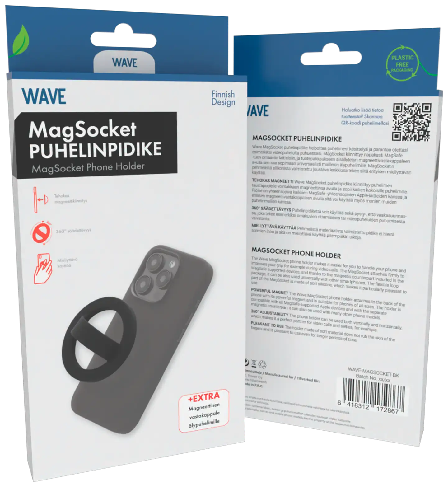 Wave MagSocket puhelinpidike, Musta - 1