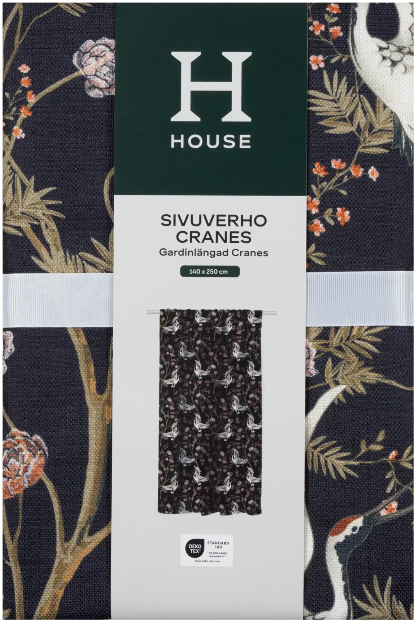 House sivuverho Crains-Flowers 140 x 250 cm musta/v.pun/beige - 4