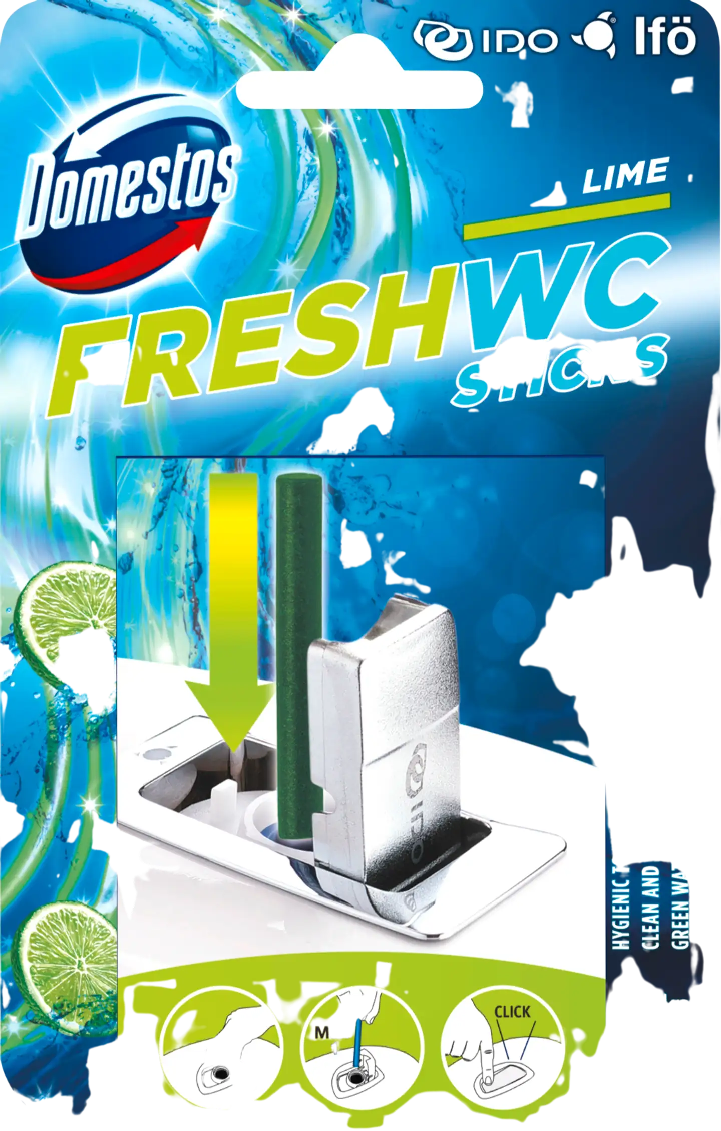 Domestos Lime Vessanpuhdistus WC-raikastintikut IDO-WC-istuimiin 5x9,5g 5 kpl - 1