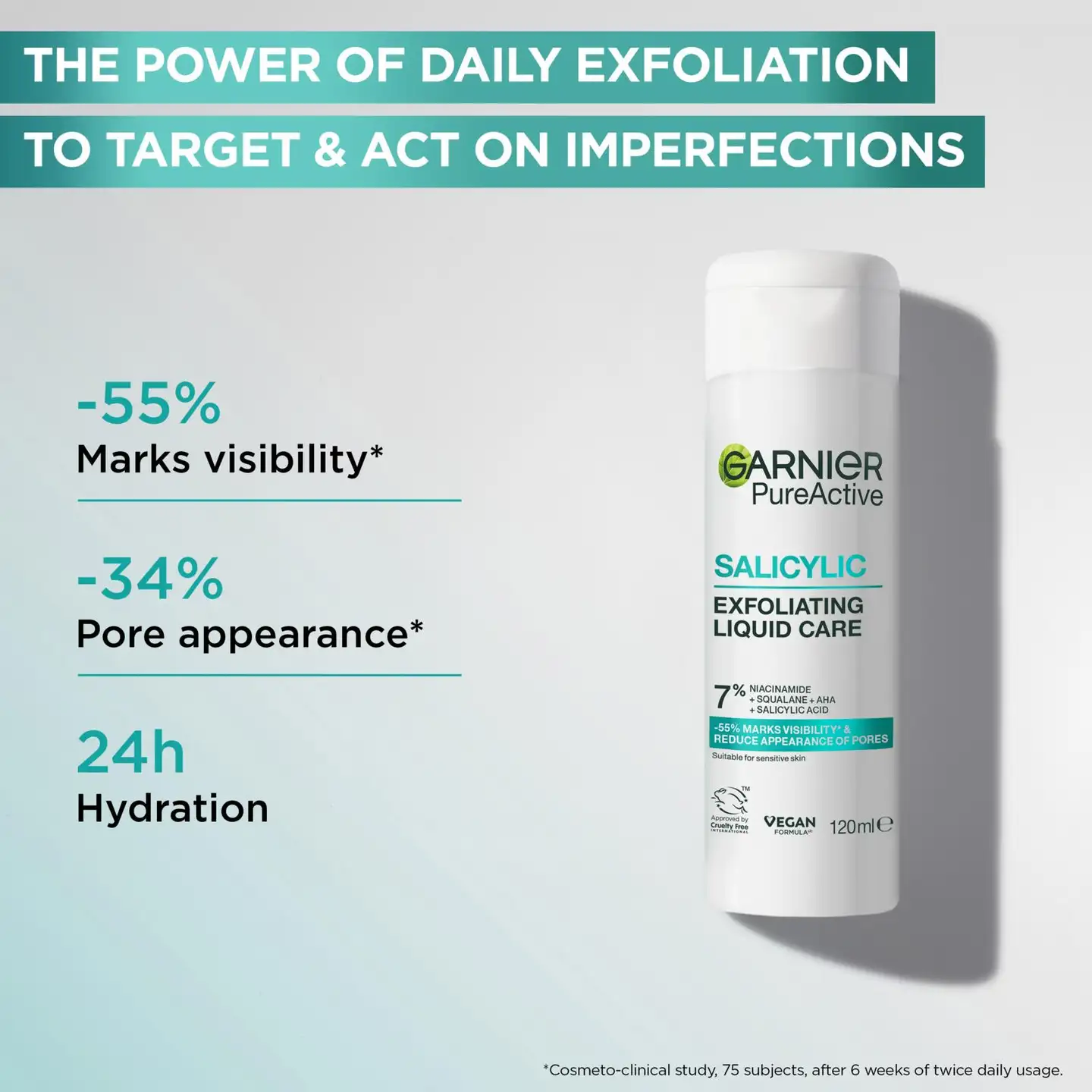 Garnier PureActive Salicylic Exfoliating Liquid Care Kasvovesi epäpuhtaalle iholle 120 ml - 8