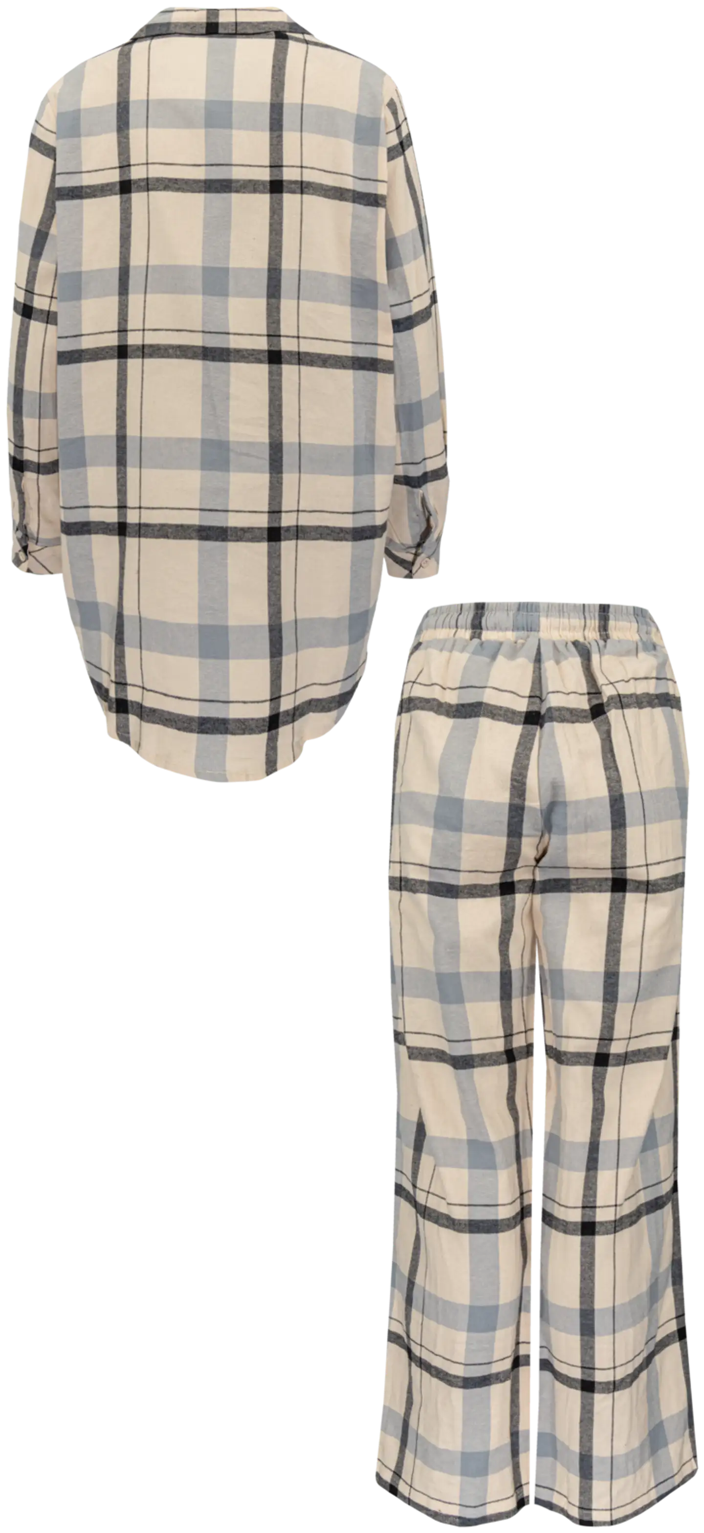 Actuelle naisten flanellipyjama 212A382516 - Beige/black check - 2