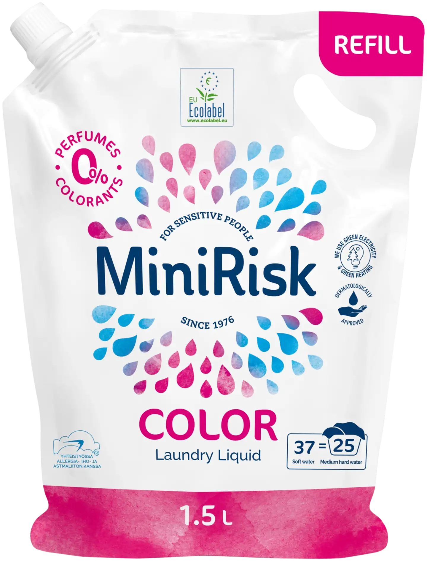 Mini Risk Color pyykinpesuneste 1,5 l täyttöpussi