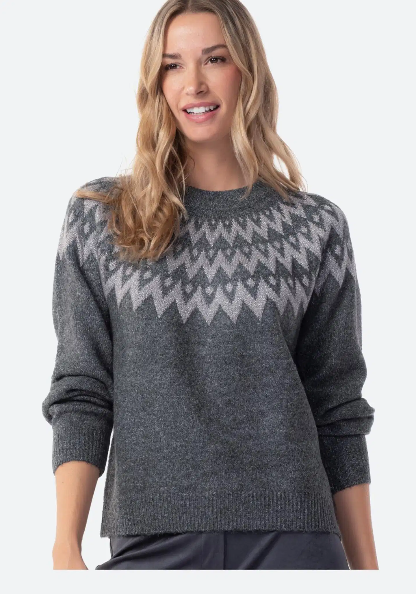 TEX naisten neulepusero jacquard I291428 - GREY - 1