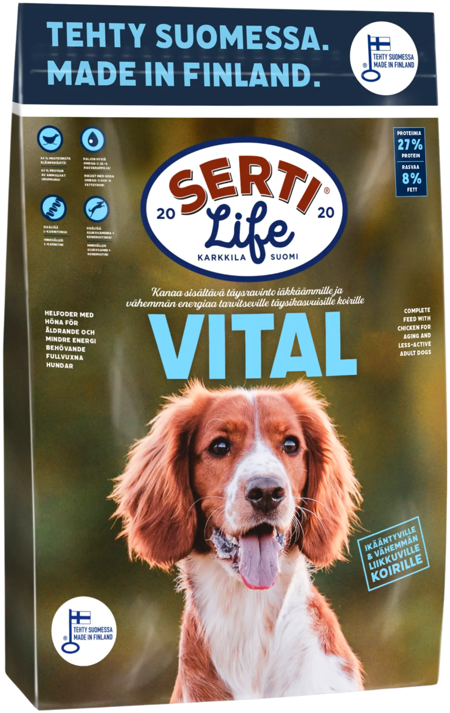 KOTIMAINEN SertiLife Vital, täysravinto iäkkäille koirille 4 kg