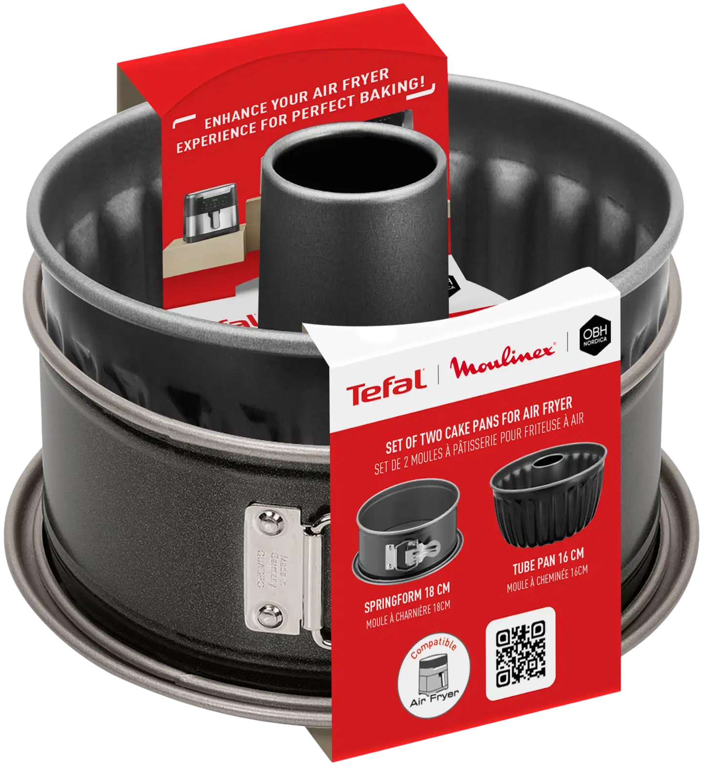 Tefal Easy Fry vuokasetti air fryereihin, irtopohjavuoka 18 cm ja kakkuvuoka 16 cm - 2