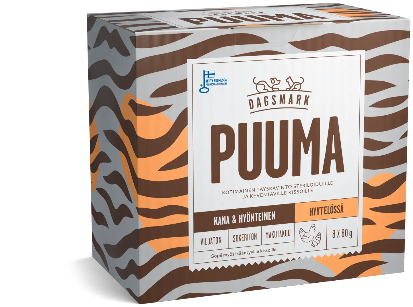 Dagsmark PUUMA kotimainen kissan täysravinto kana-hyönteinen hyytelössä 8x80 g