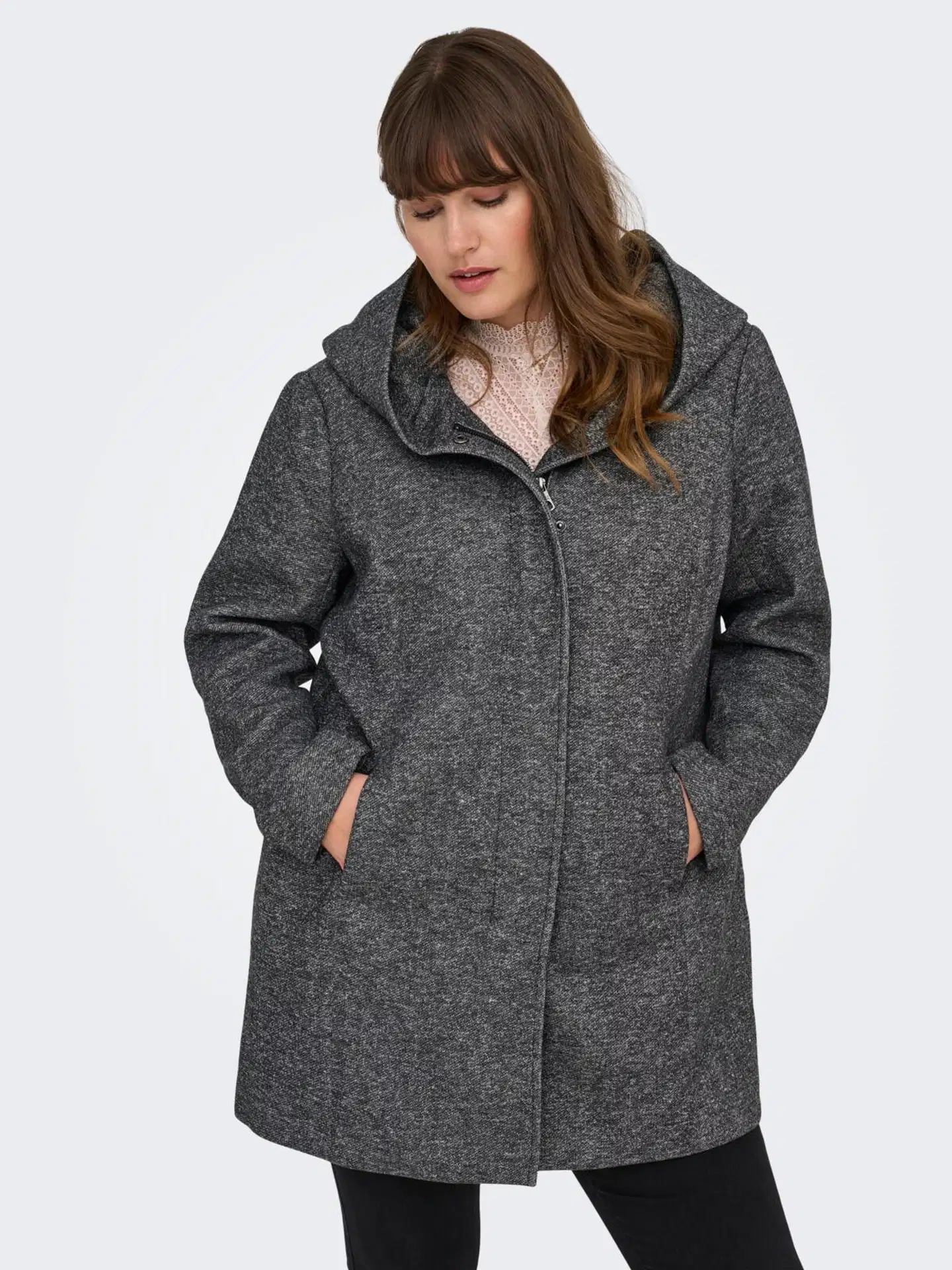 ONLY CARMAKOMA naisten kangastakki Carsedona - Dark Grey Melange - 6