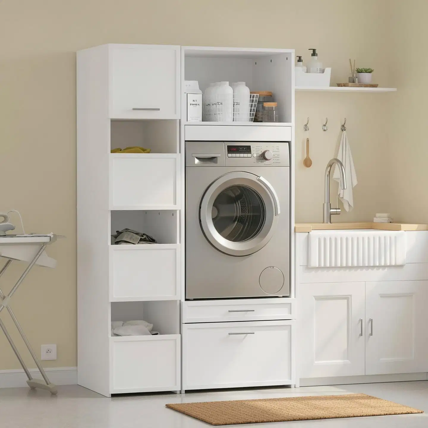 SoBuy pesukonekaappi valkoinen BZR230-W - 2