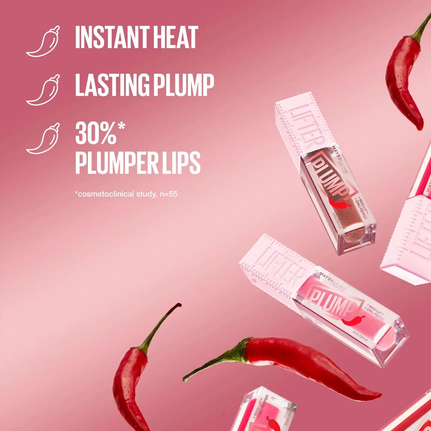 Maybelline New York Lifter Plump 004 Red Flag  huulikiilto 5,4ml - Blush Blaze - 5