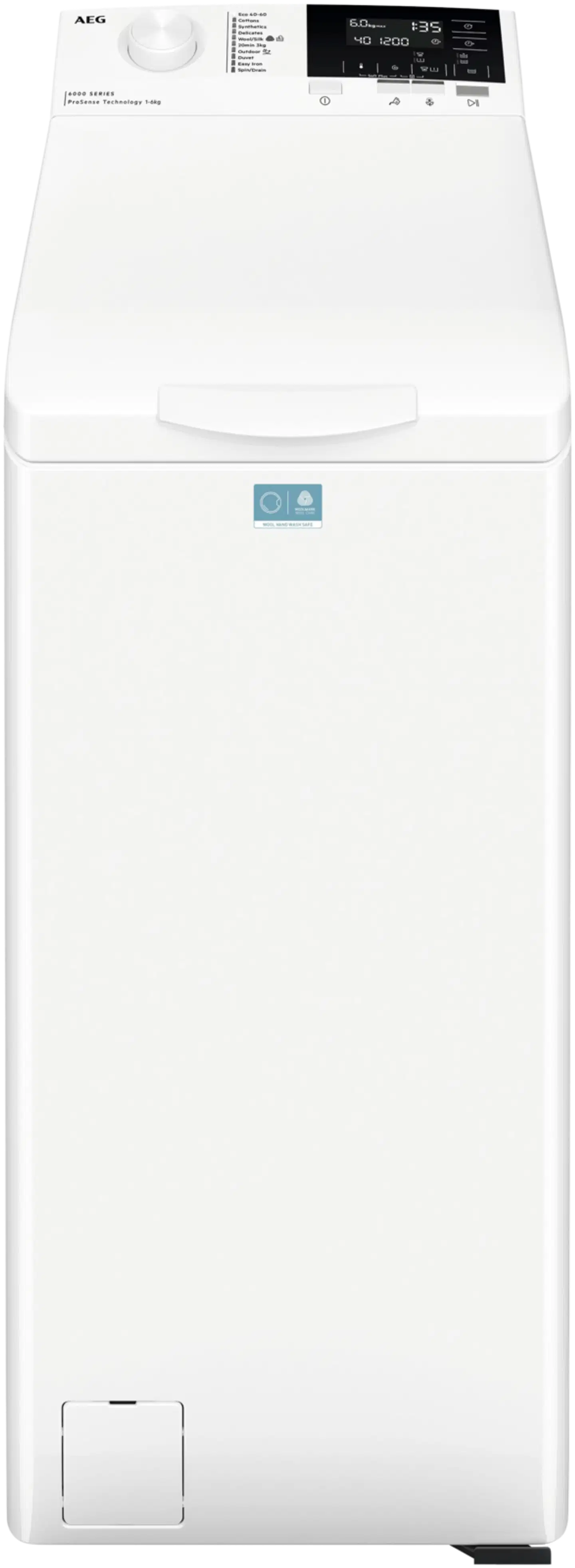 AEG päältä täytettävä pyykinpesukone LTR6L621G1, 6 kg, valkoinen - 1