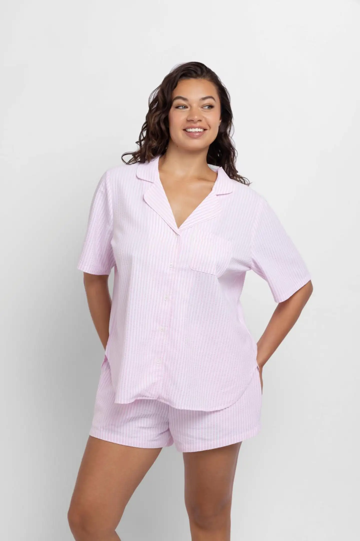 Dorina naisten pyjamashortsit Diana FXSH0044 - WHITE / PINK PRINT - 4