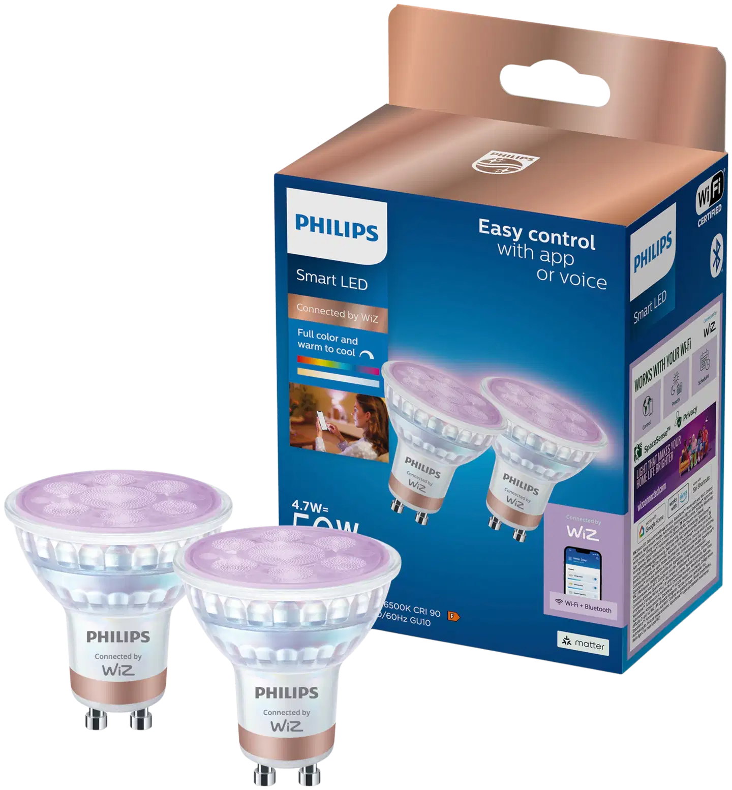Philips Smart Lighting LED-filamenttilamppu 5W GU10 2200-6500K 400lm RGB 2 kpl - 1