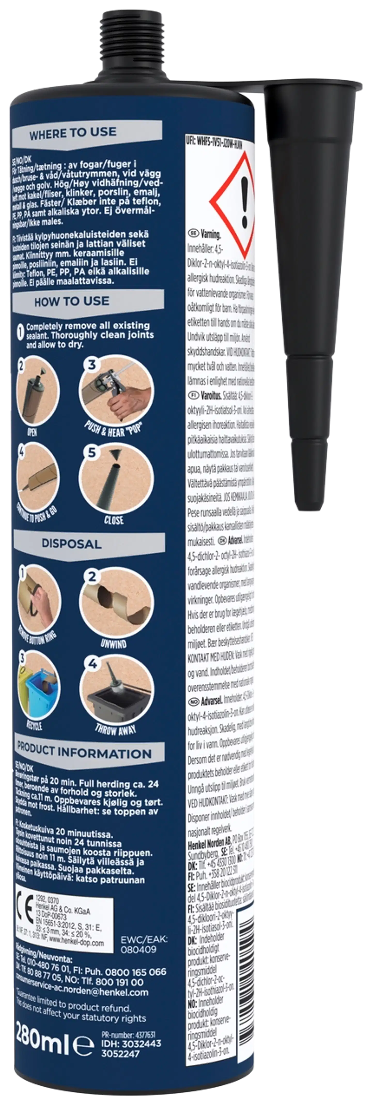 Pattex Saniteettisilikoni valkoinen 280ml - 2