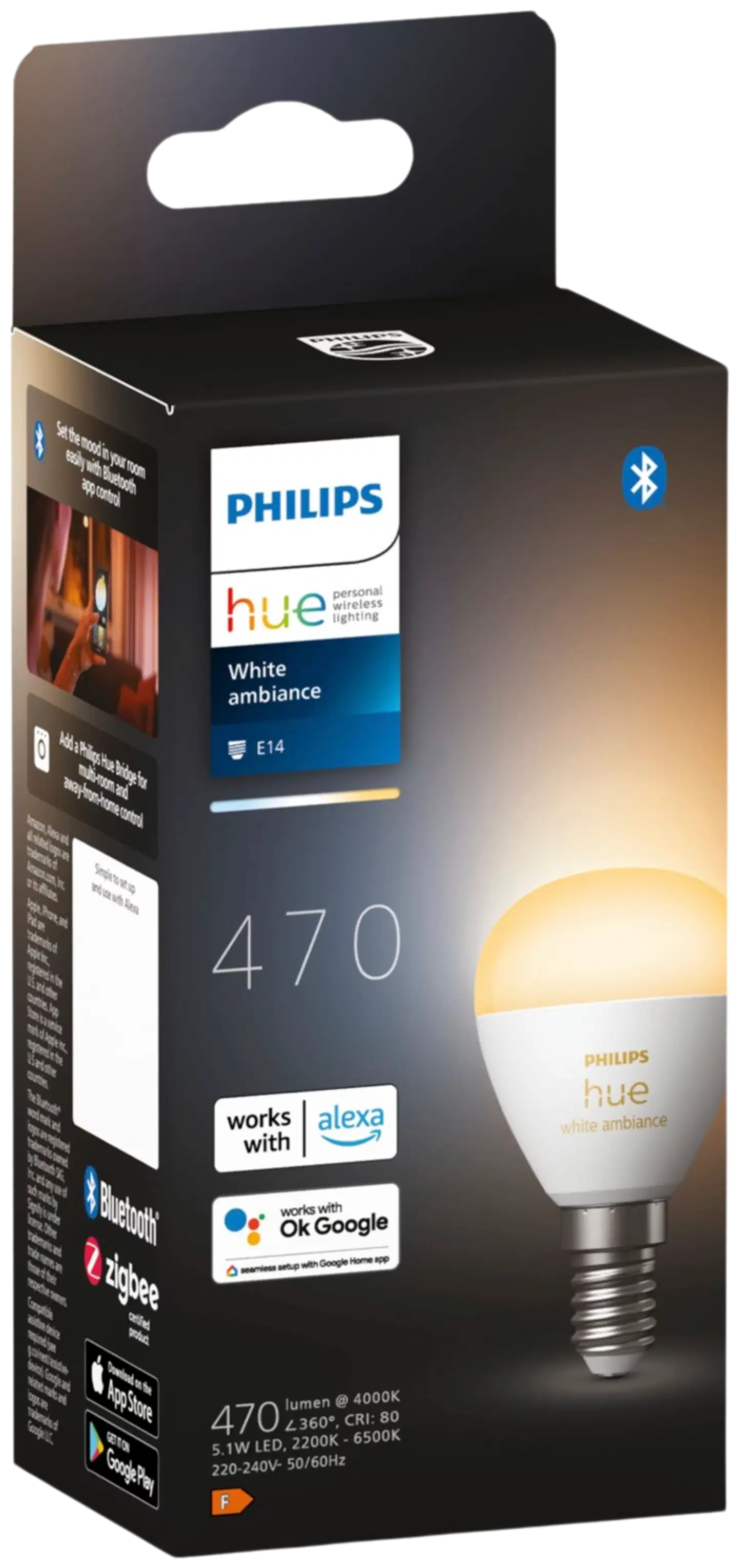 Philips Hue LED-lamppu Luster 5.1W E14 2200-6500K 470LM lämmin valkoinen - 2