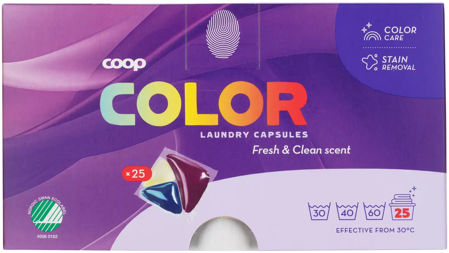 Coop Color pyykinpesukapseli värillisille tekstiileille 25 kpl