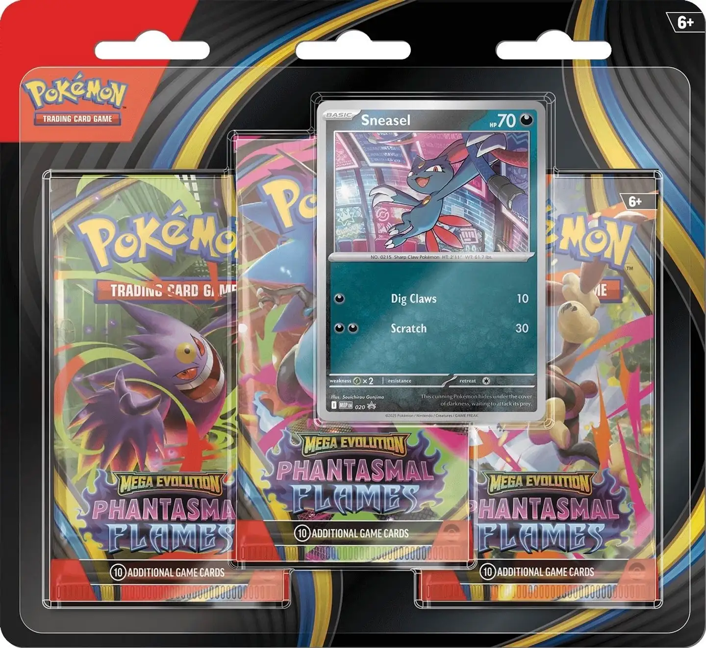 Pokemon Mega Evolution Phantasmal Flames 3 pack -paketti keräilykortti