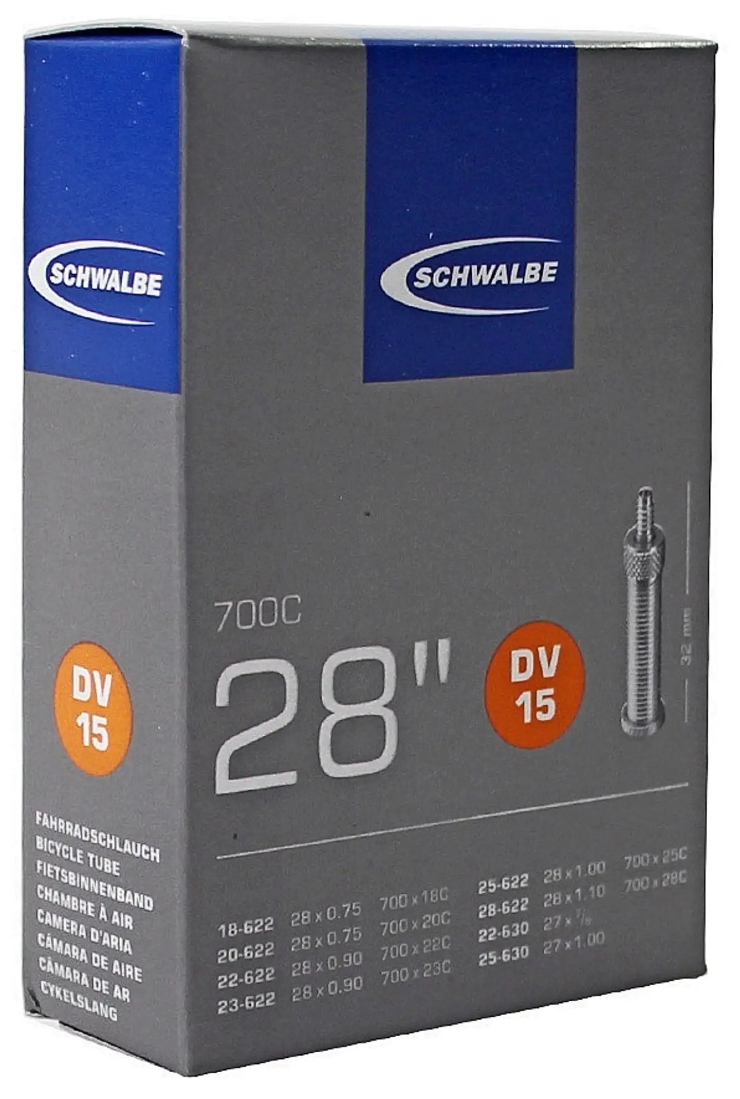 Schwalbe polkupyörän sisärengas 28" 18/28-622 dv16 40mm