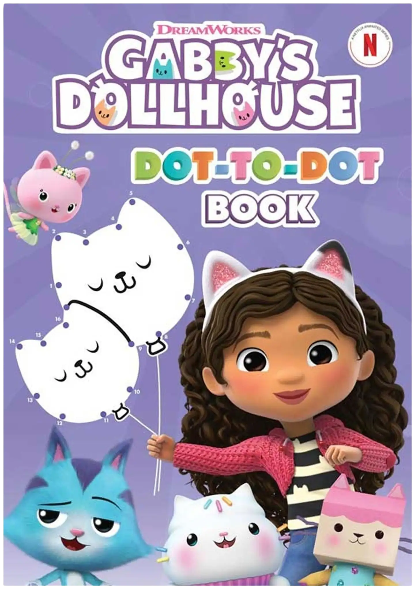 Gabby's Dollhouse dot-to-dot värityskirja