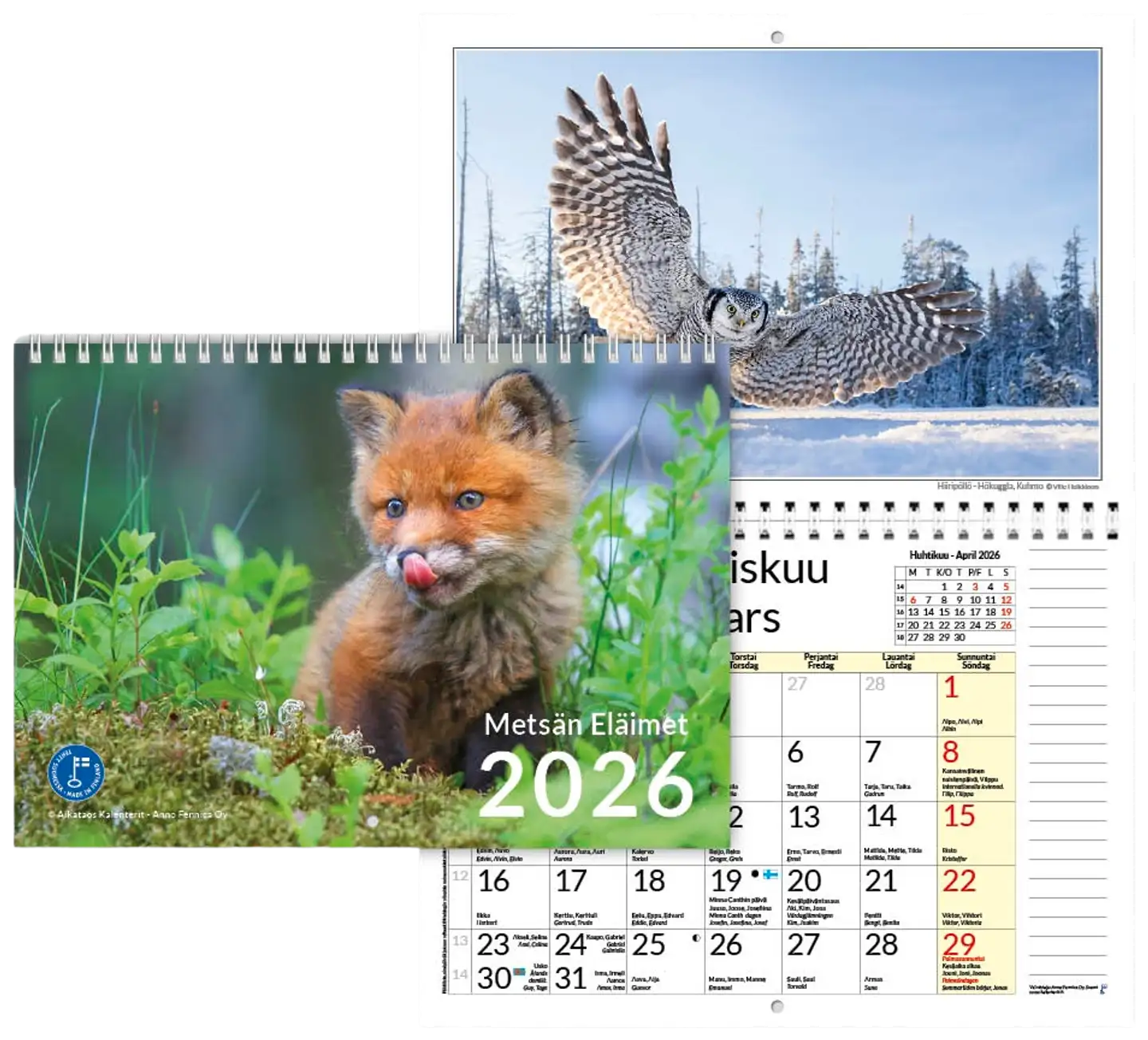 Seinäkalenteri Metsän Eläimet A3 2026