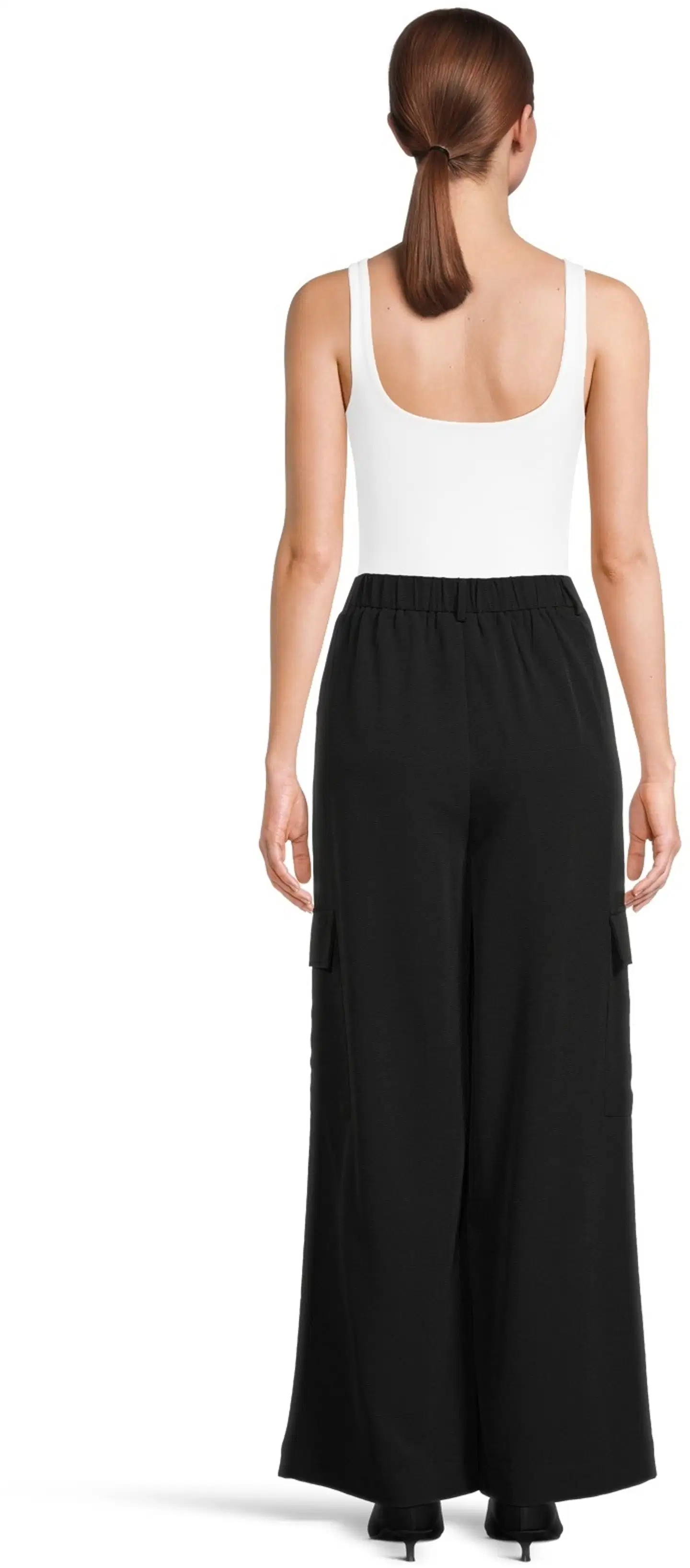 WKLY. naisten leveälahkeiset cargohousut 131188 - BLACK - 3